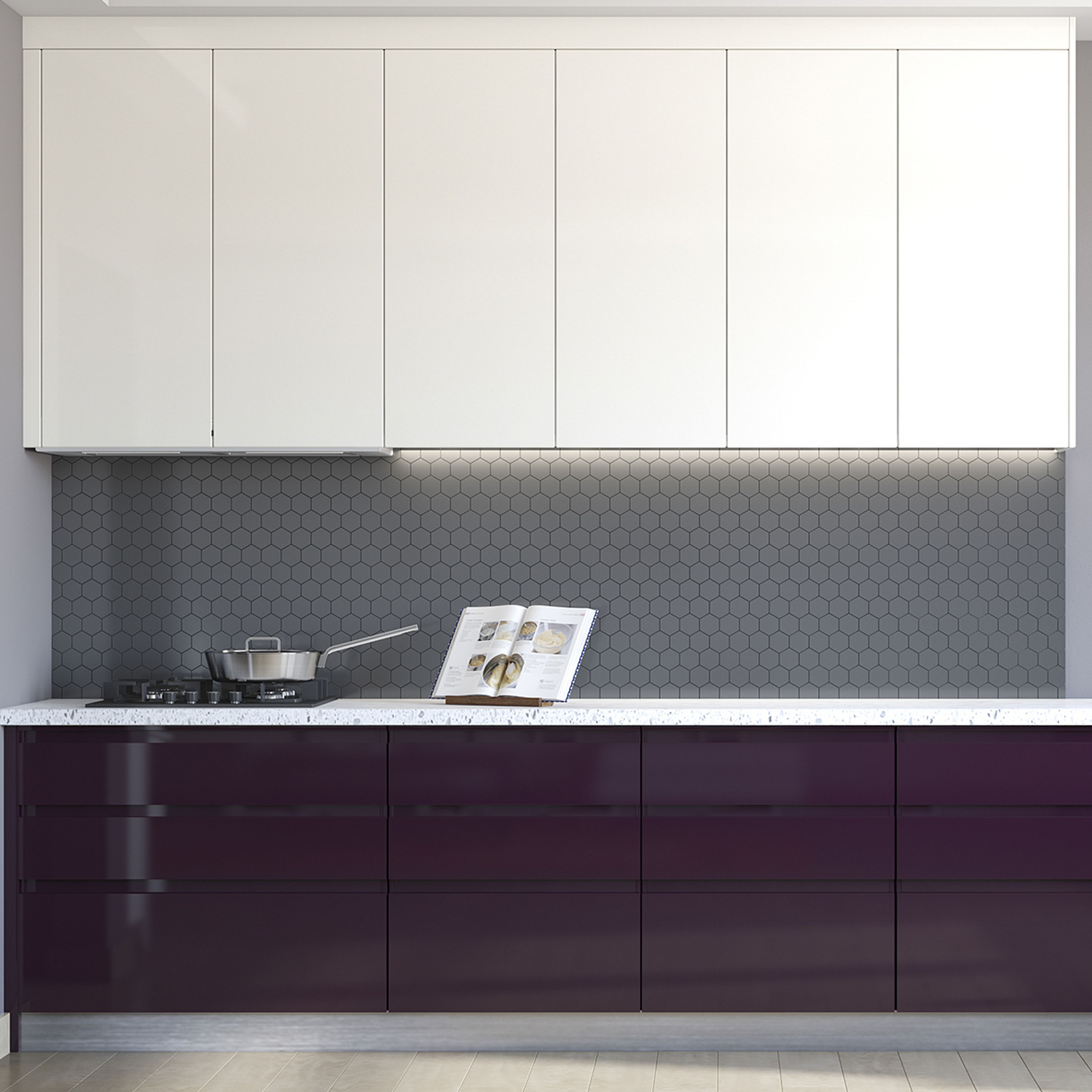 Contemporary Ceramic Grey Hexagonal Kitchen Wall Tile Design