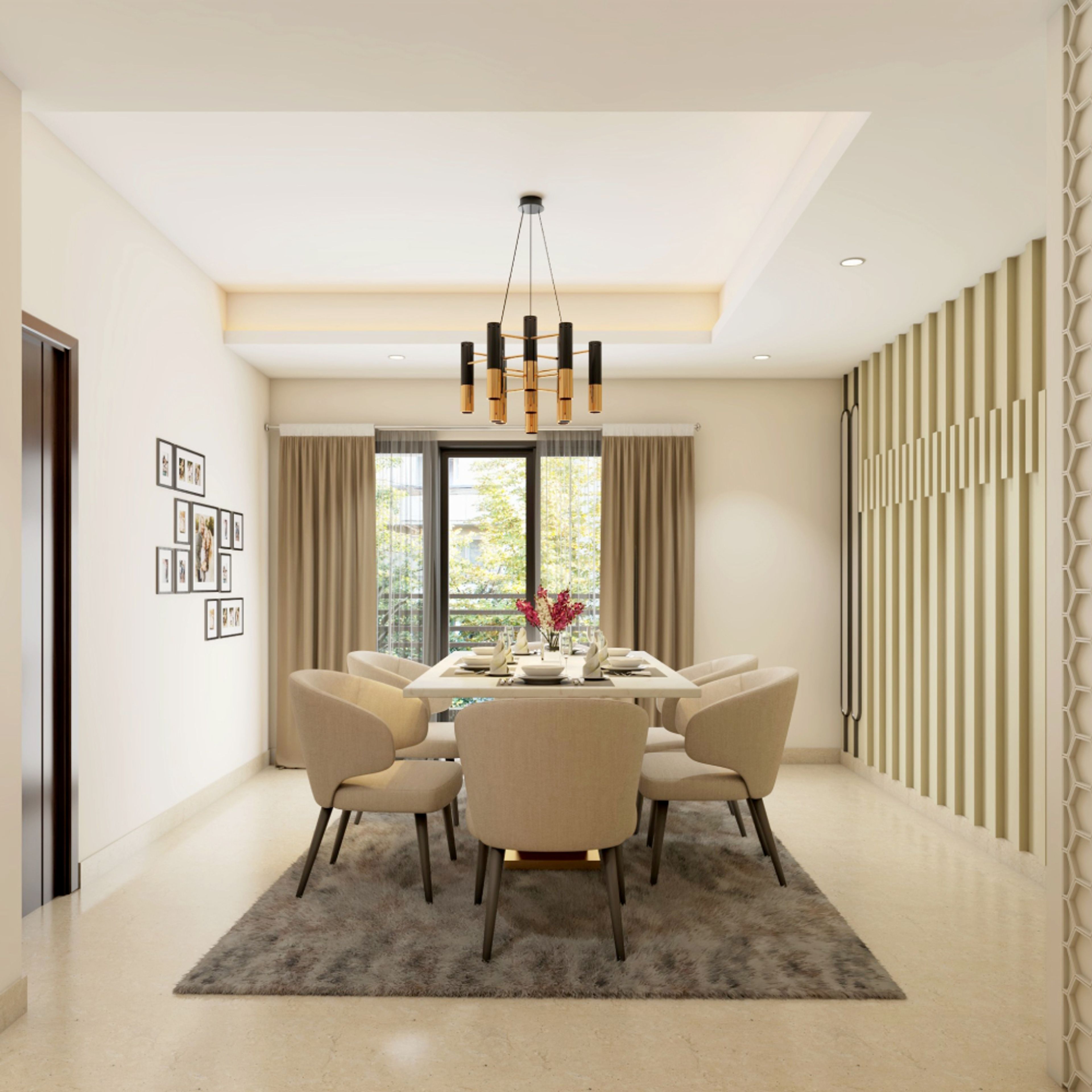 Modern U-Shaped Peripheral Gypsum Dining Room False Ceiling Design