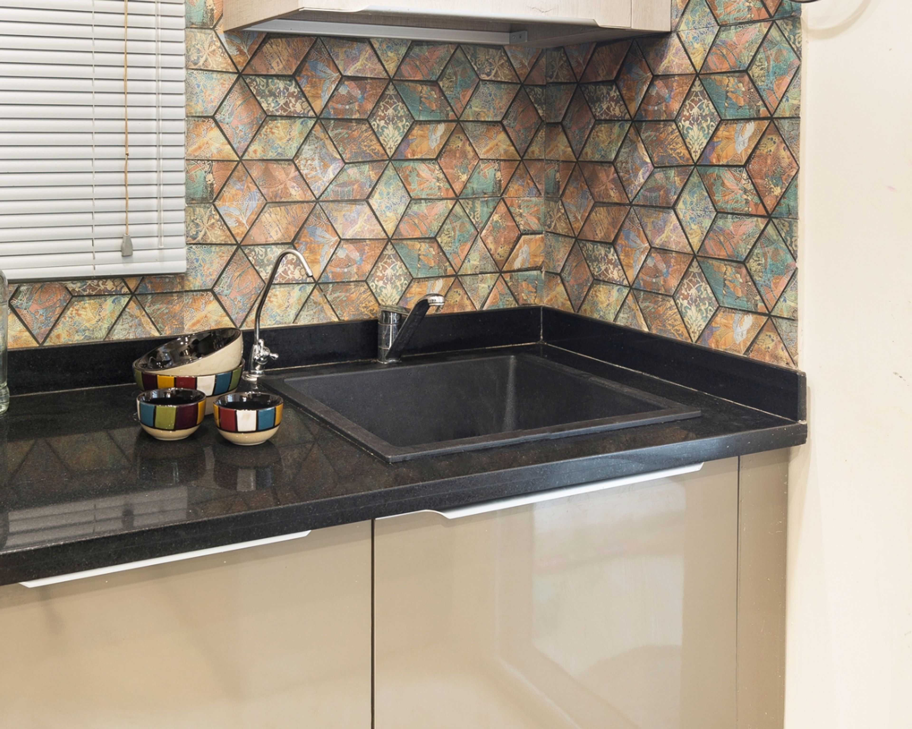 Modern Black Quartz Square Top Mount Kitchen Sink Design