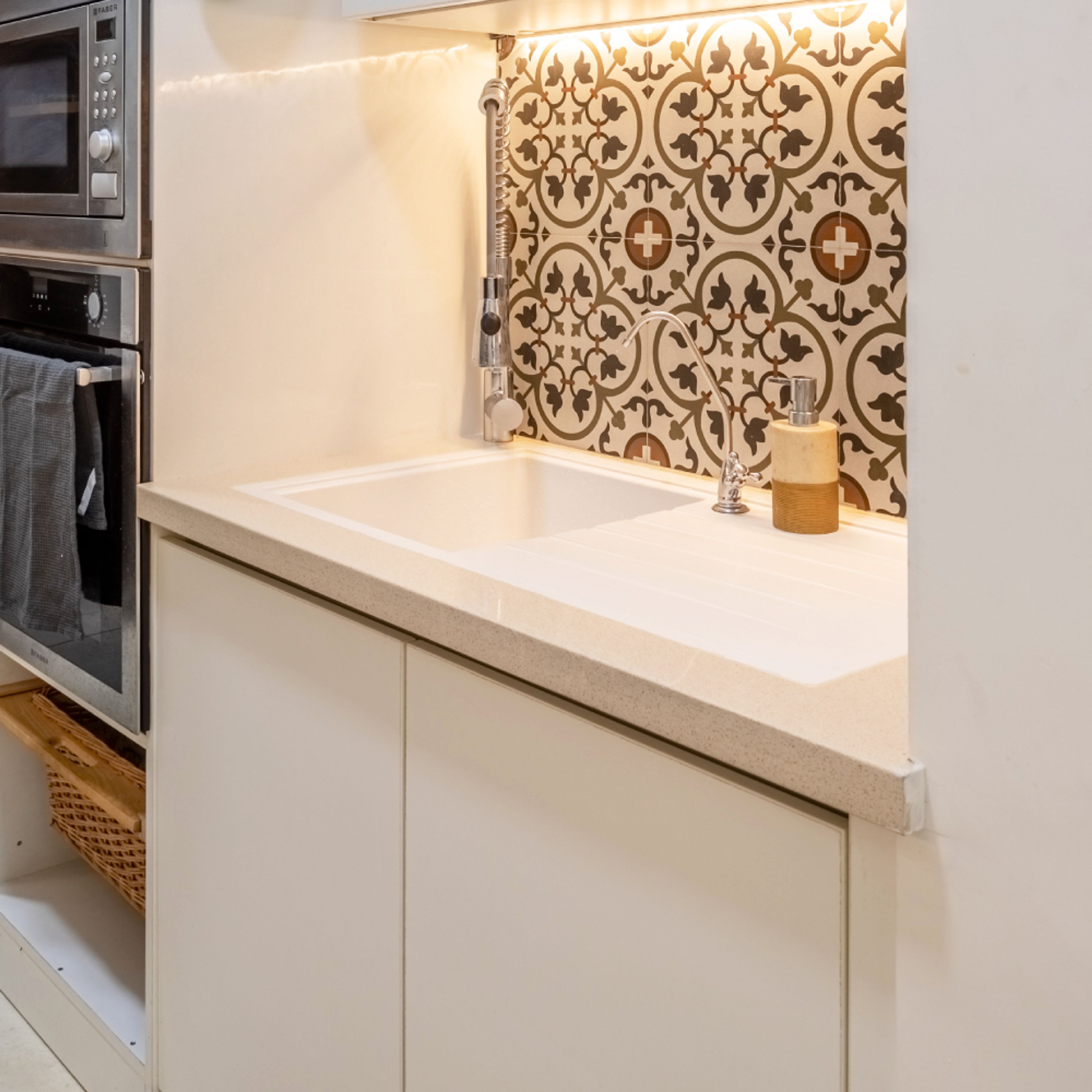 Pristine White Single Bowl Top Mount Basin Wash With Drainboard