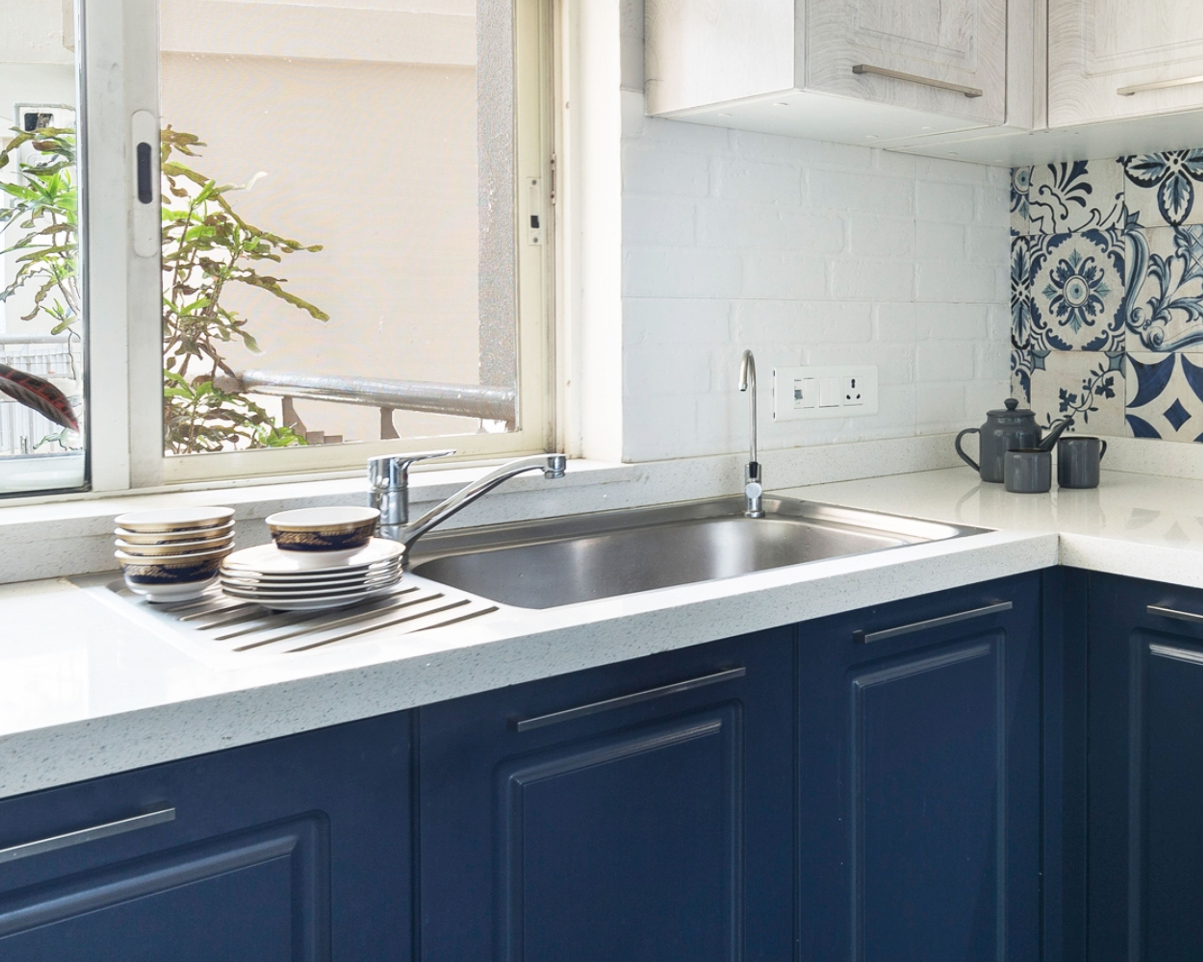 Contemporary Rectangular Stainless Steel Basin Wash With Drainboard