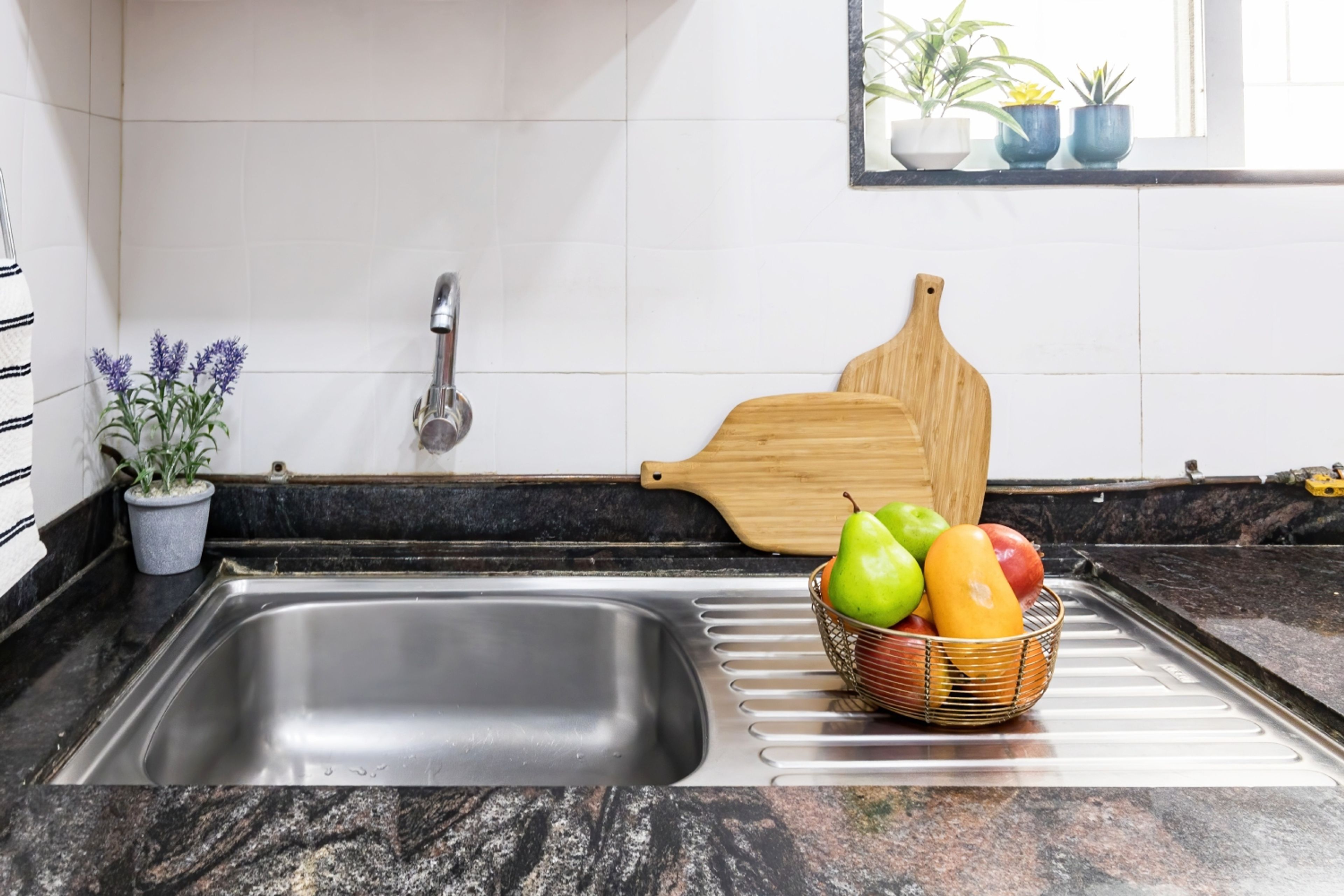 Modern Undermount Stainless Steel Sink With Drainboard Granite Kitchen Countertop