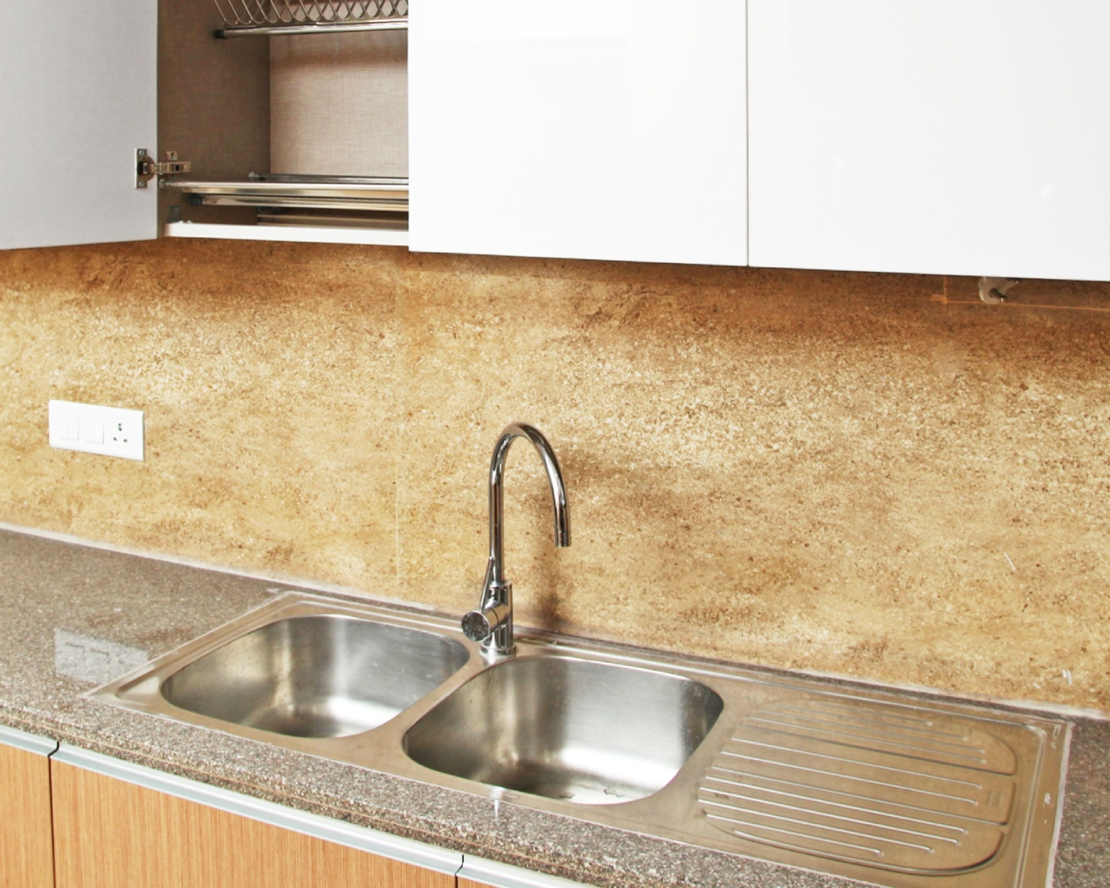 Modern Stainless Steel Sink With Double Bowl And Drainboard