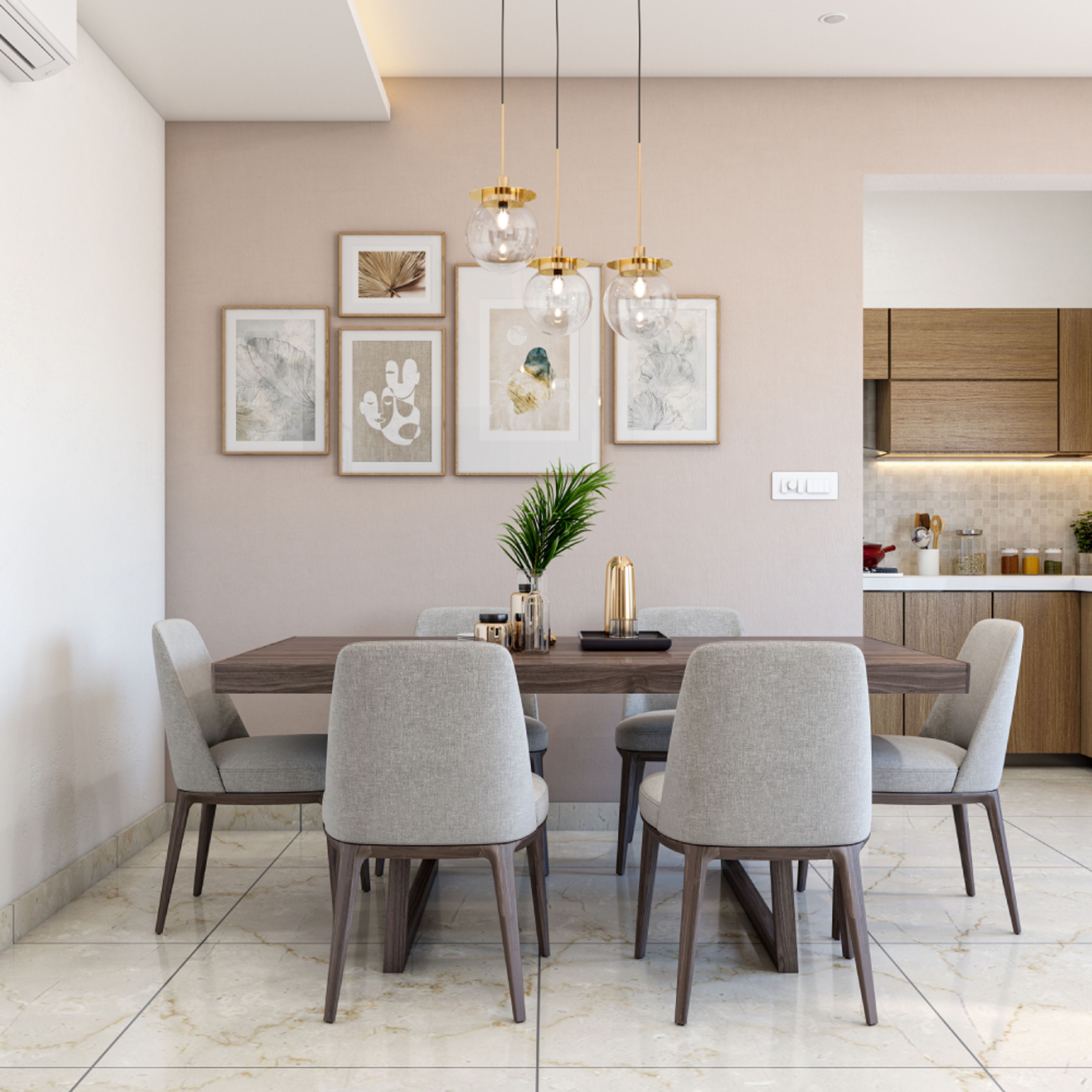 Contemporary Light Pink Wall Paint Design For Dining Rooms