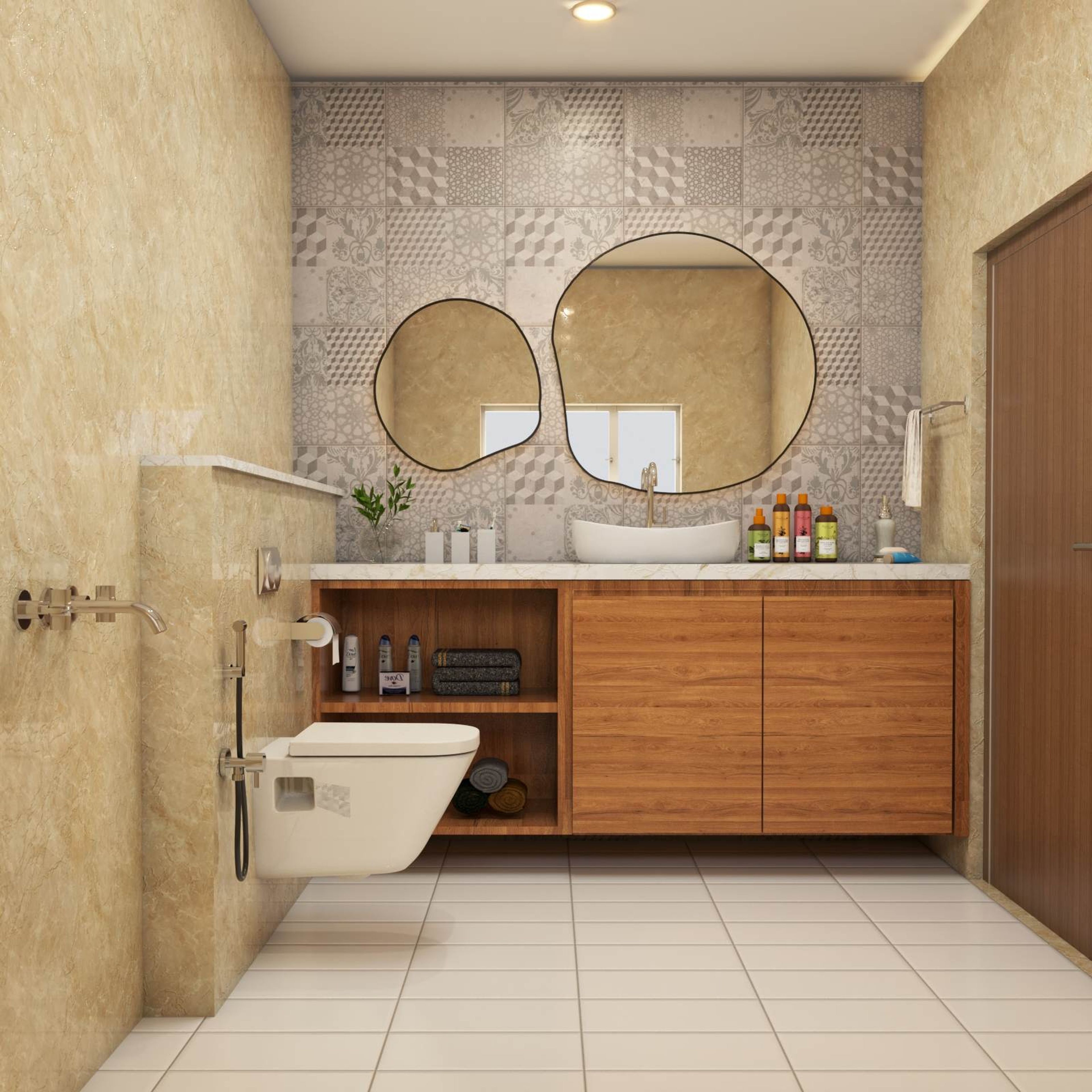Warm-Toned Contemporary Bathroom Interior Design