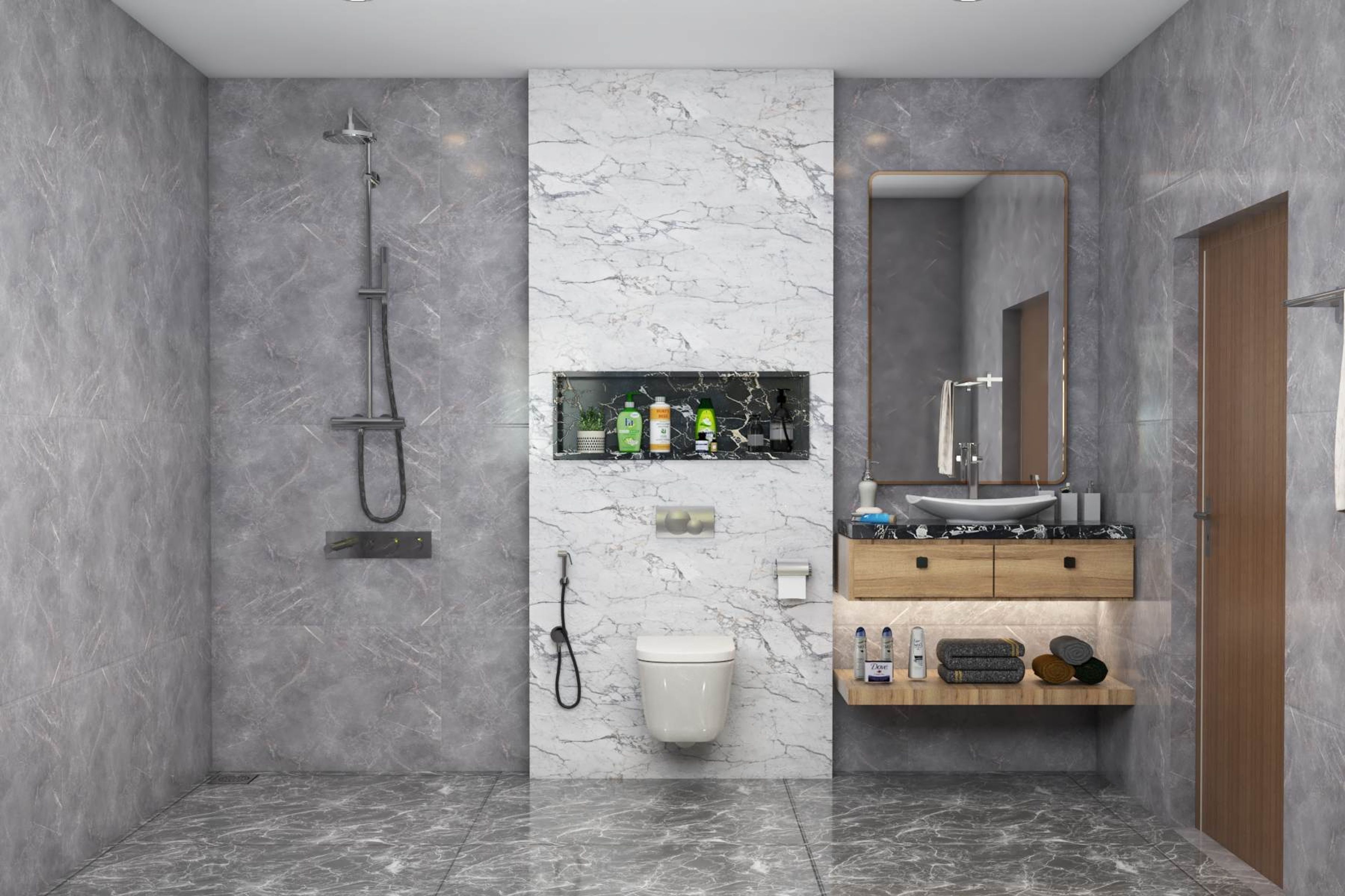 Grey And White Modern Bathroom Design