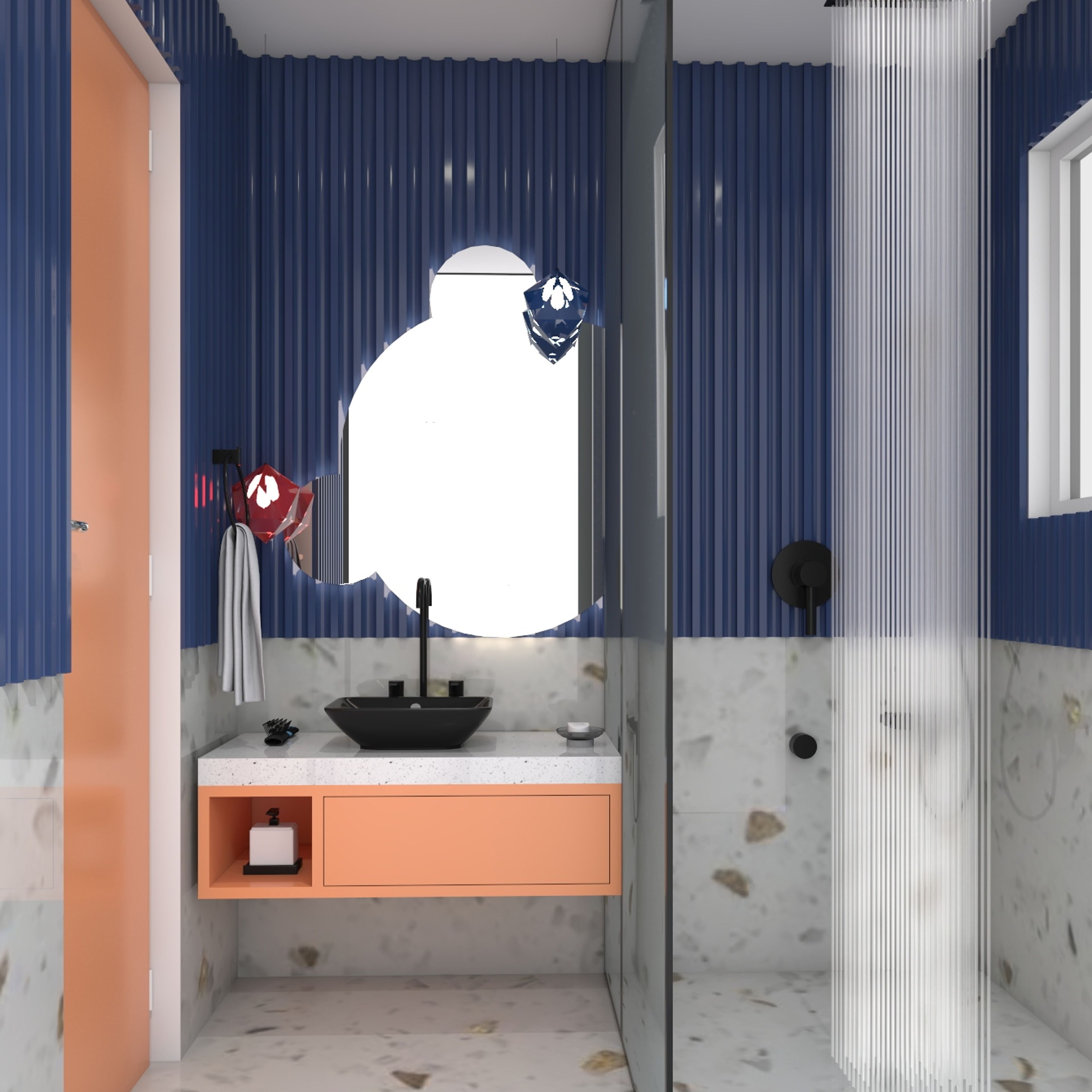 Grey Textured Washroom Design - Livspace