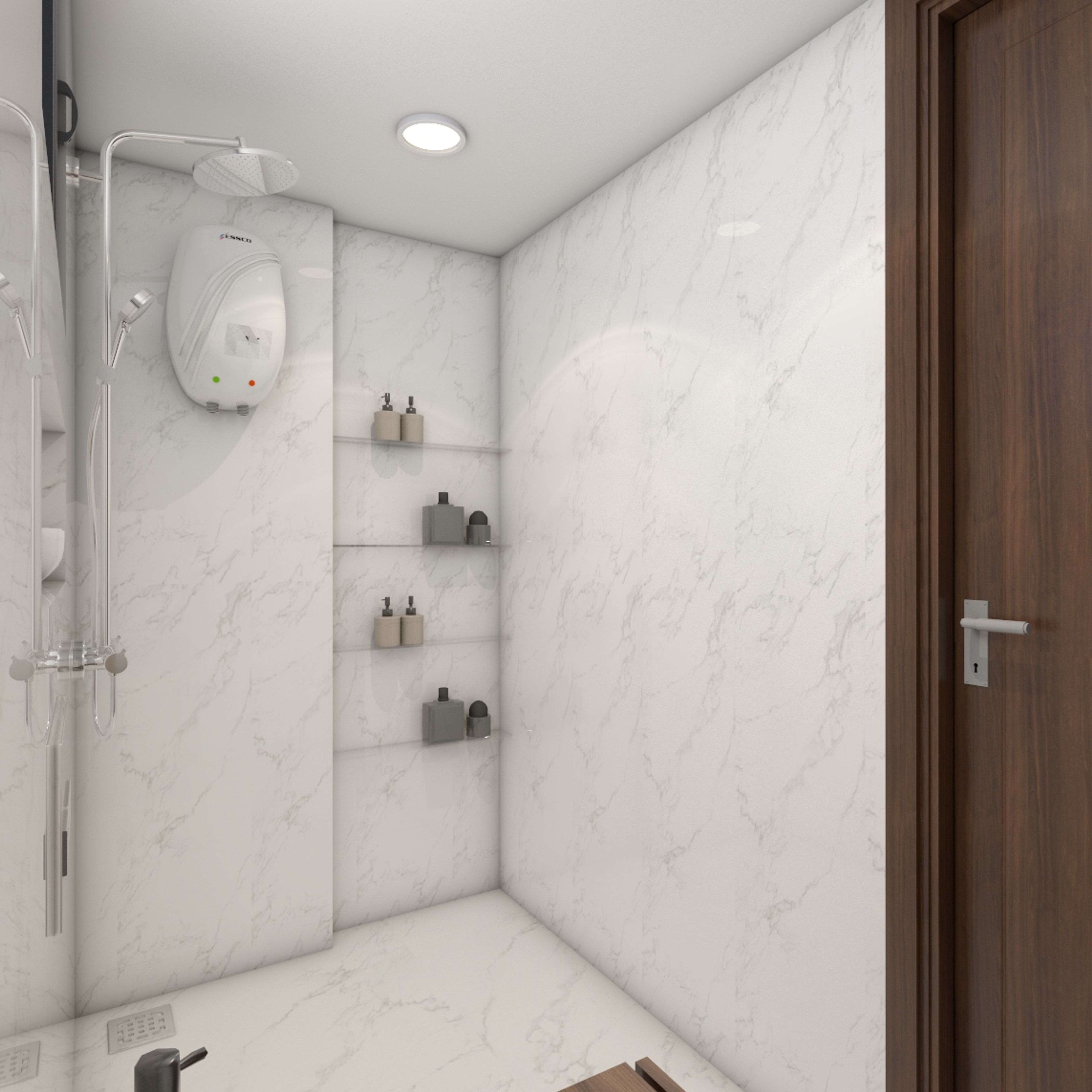 Luxurious White Bathroom Design - Livspace