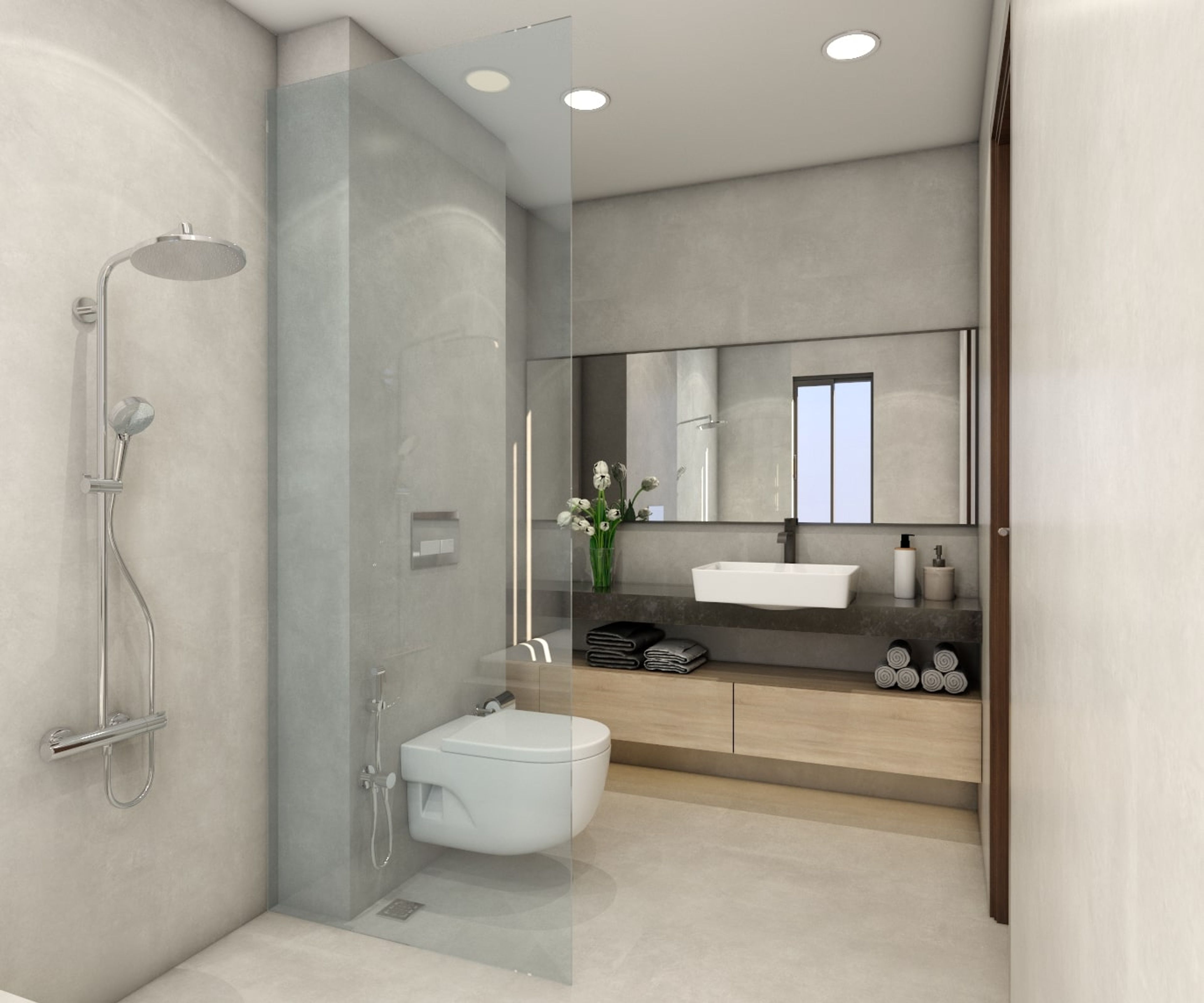 Modern Beige Bathroom Interior Design