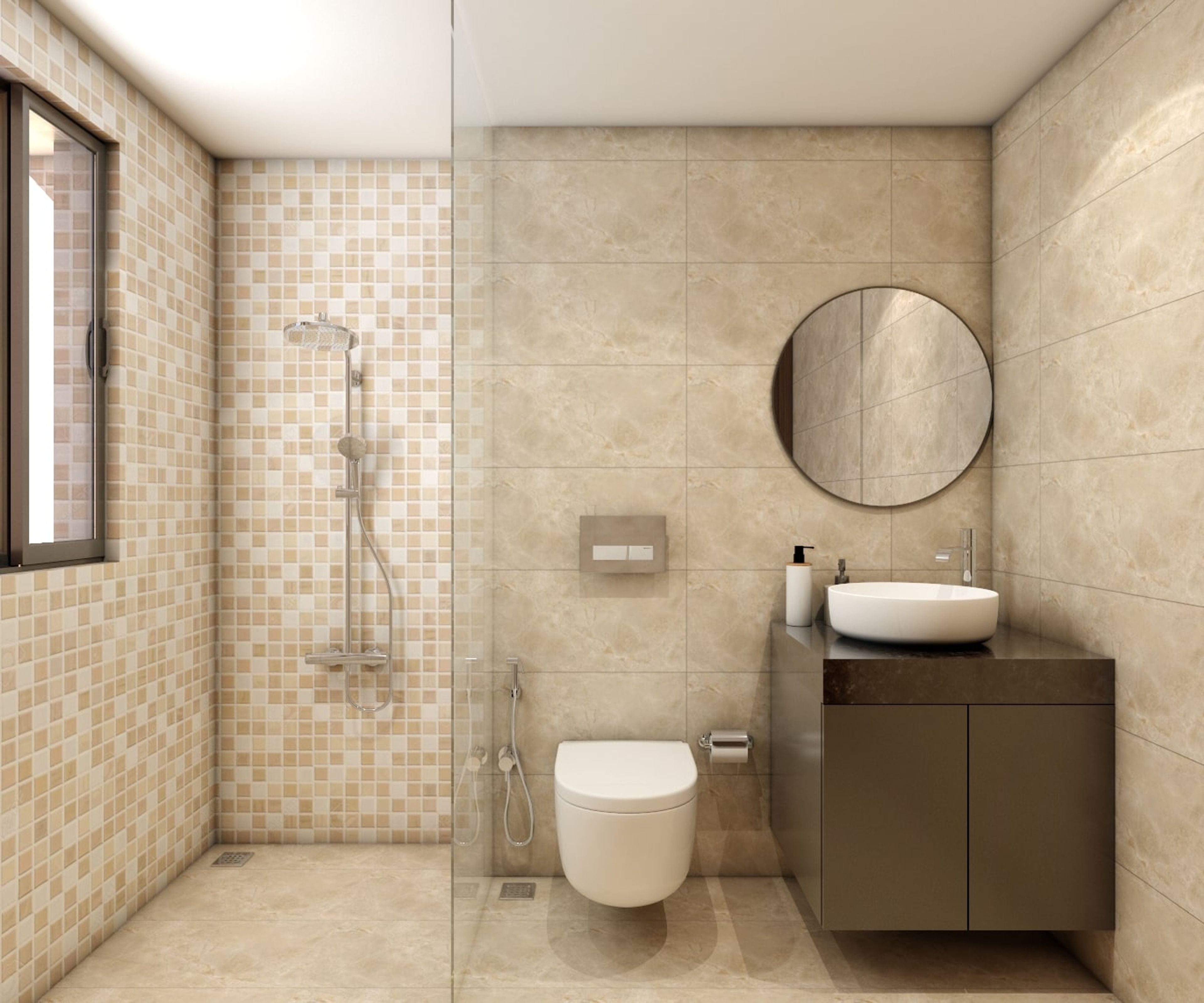 Contemporary Beige Bathroom Interior Design