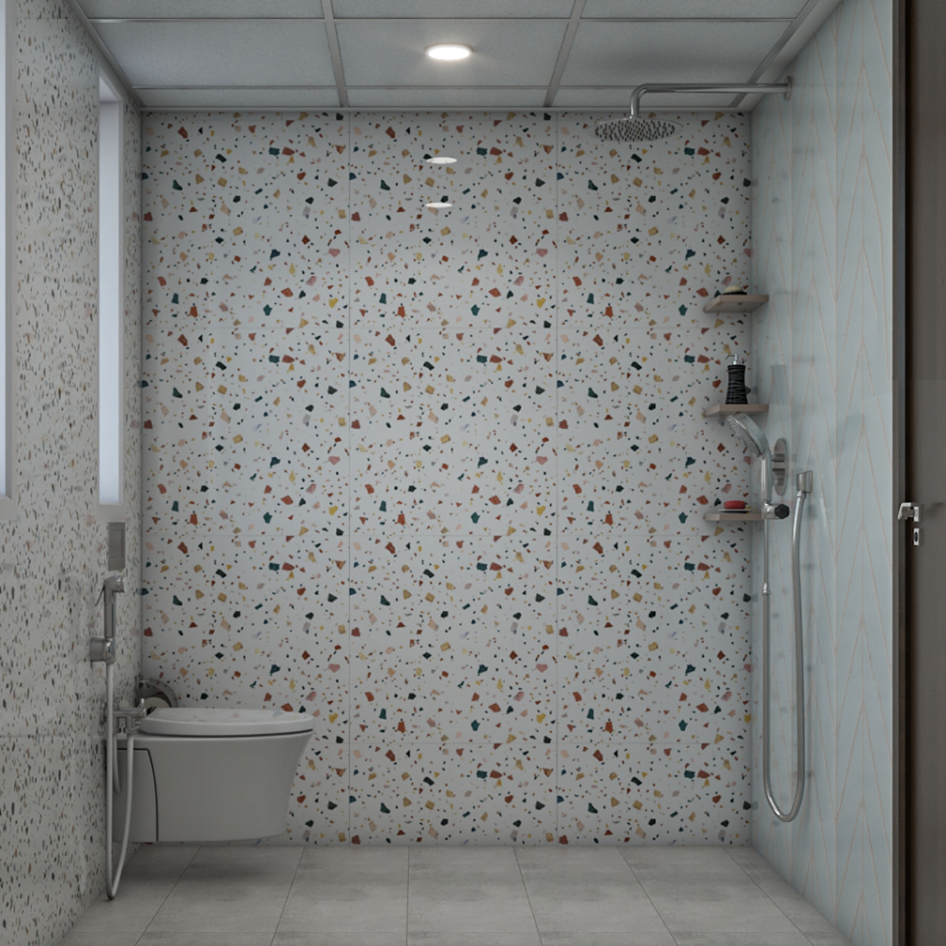 Compact White Bathroom Design - Livspace