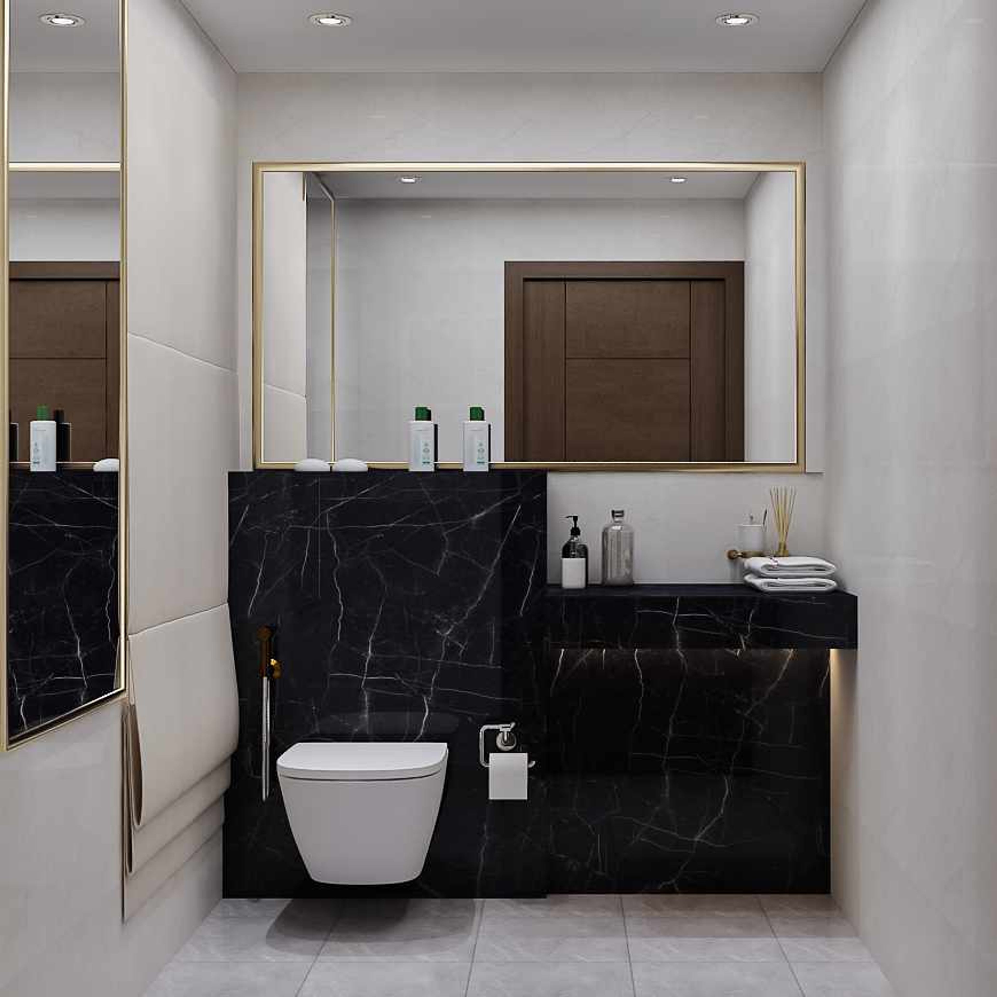 Modern Small Bathroom Design With Ornate Black Finishes