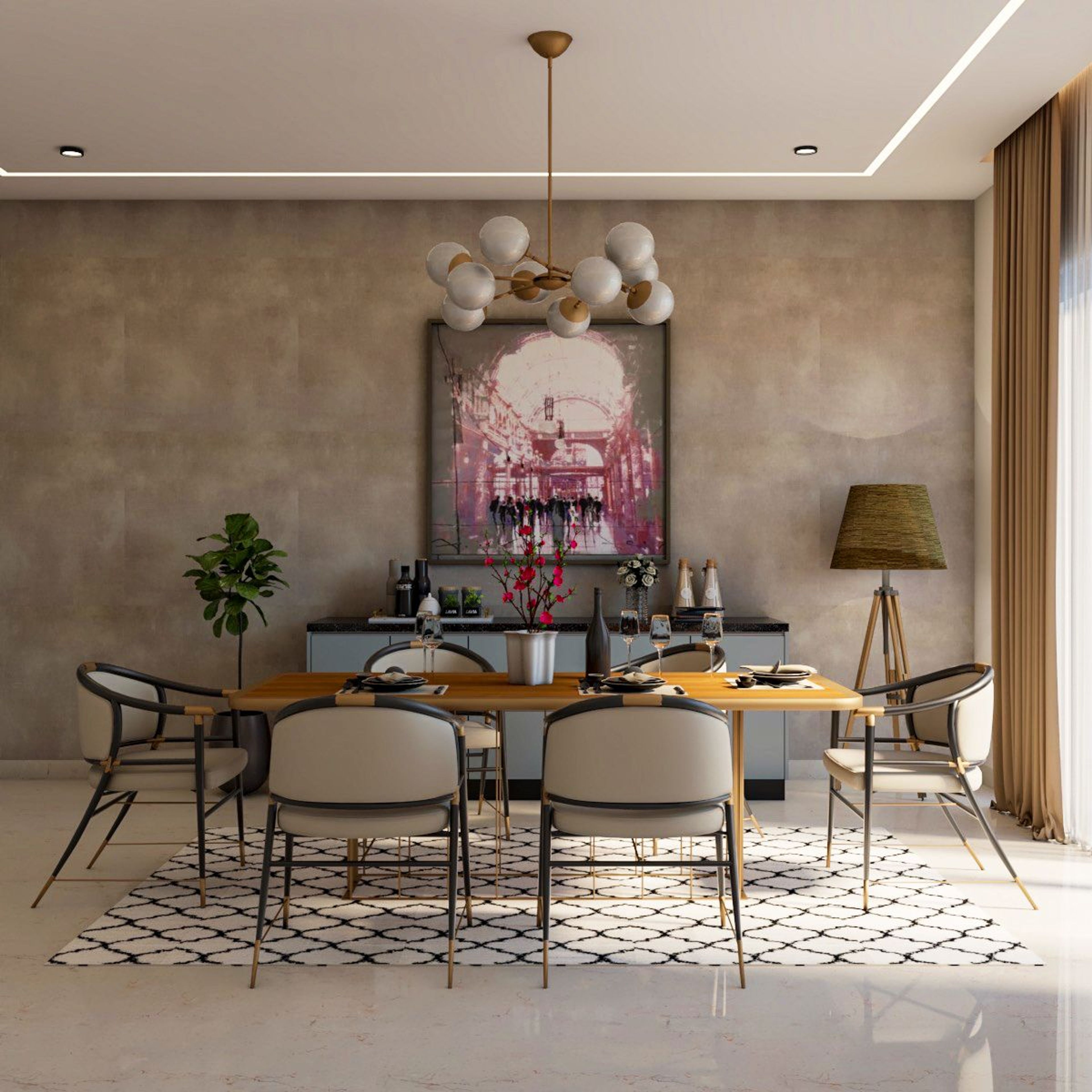 Mid-Century Modern Dining Room Interior Design