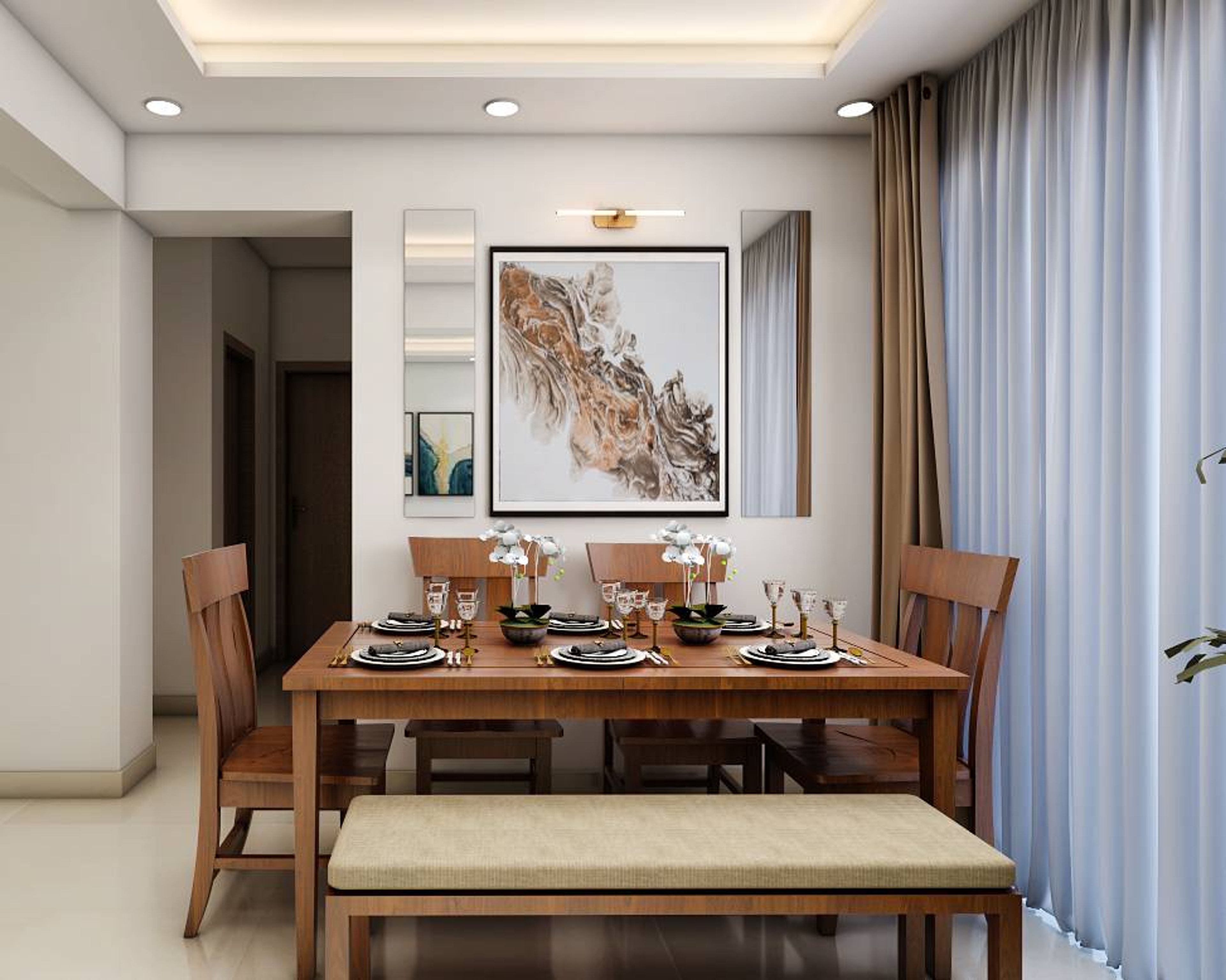 Compact 4-Seater Dining Hall Design - Livspace