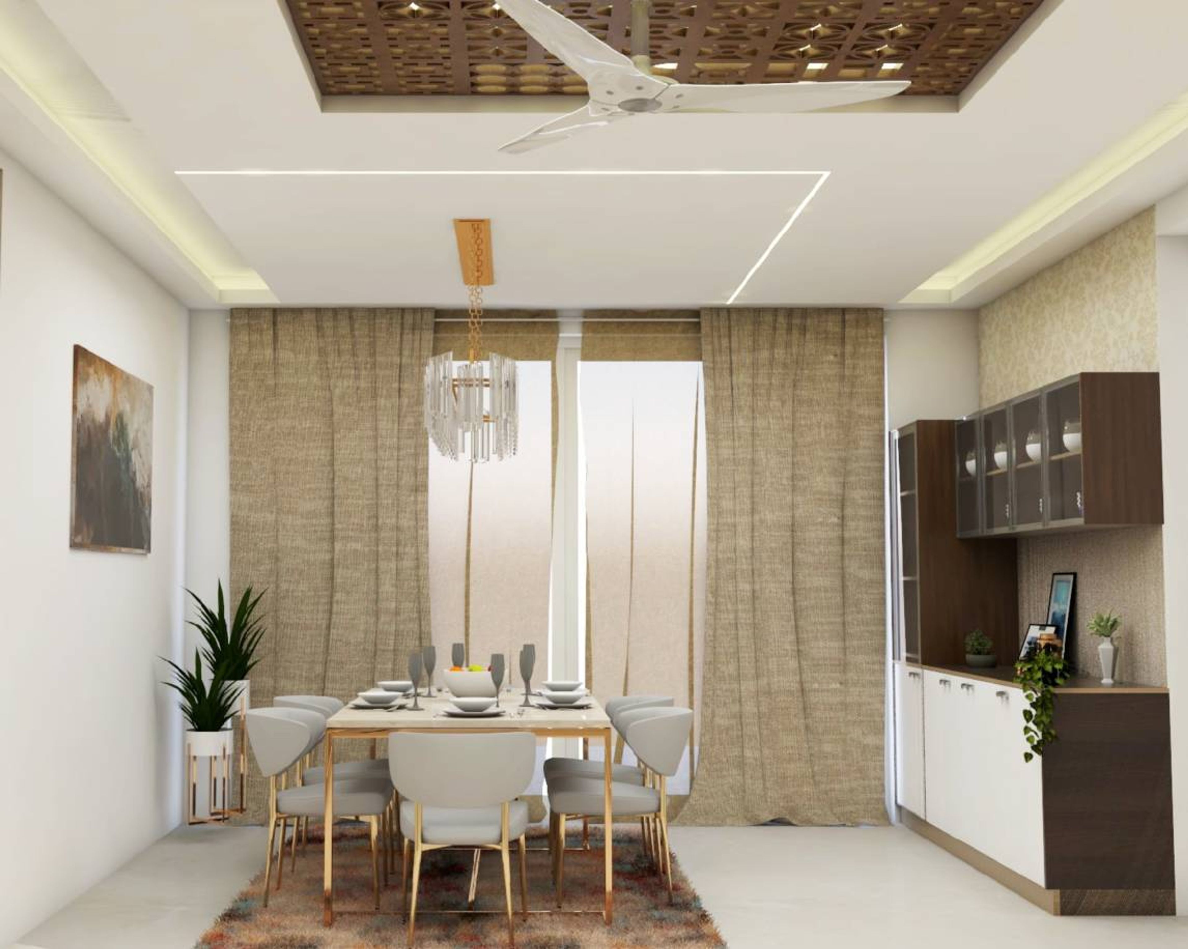 Dining Room With A Crockery Unit - Livspace