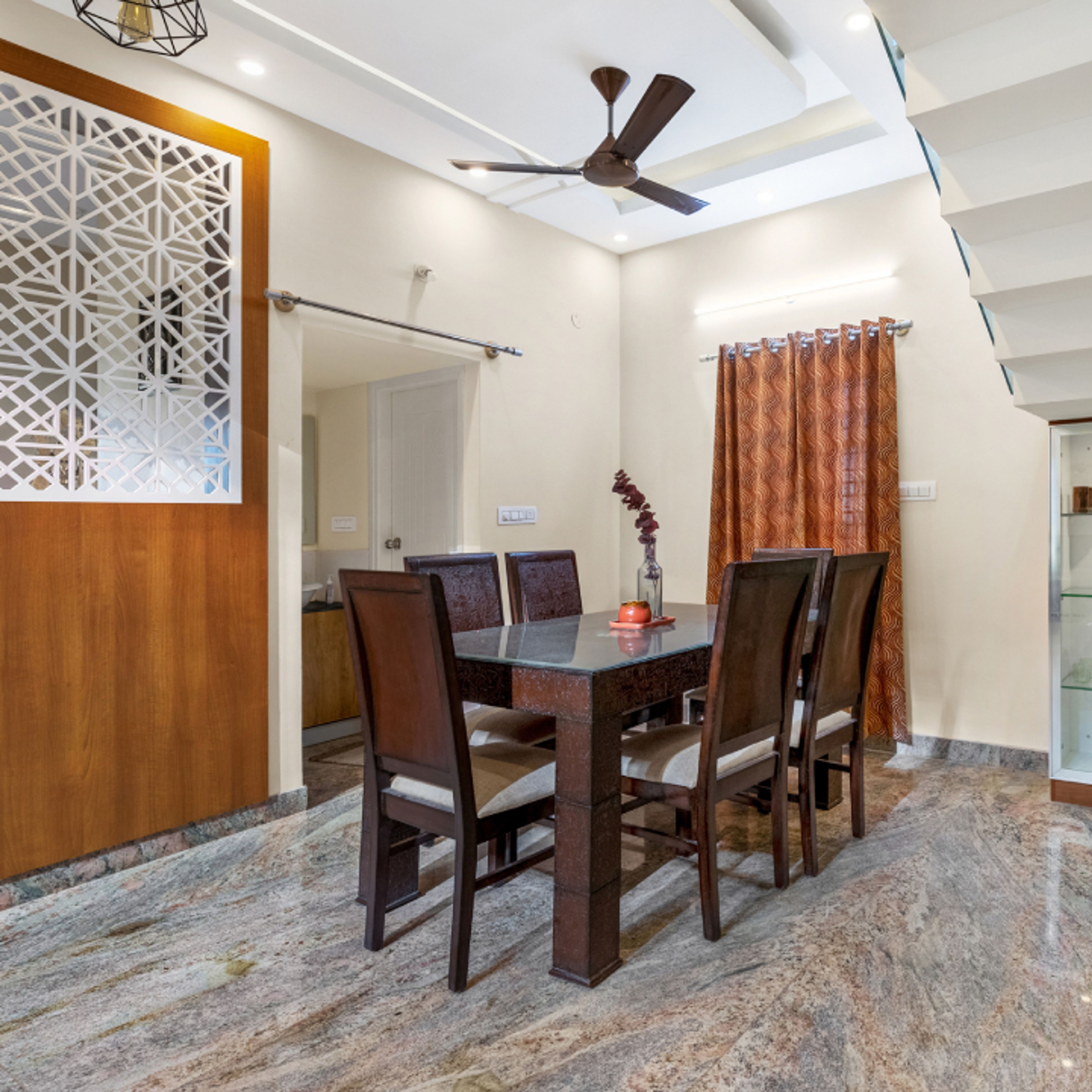 6-Seater Dining Hall With Ambient Lighting - Livspace