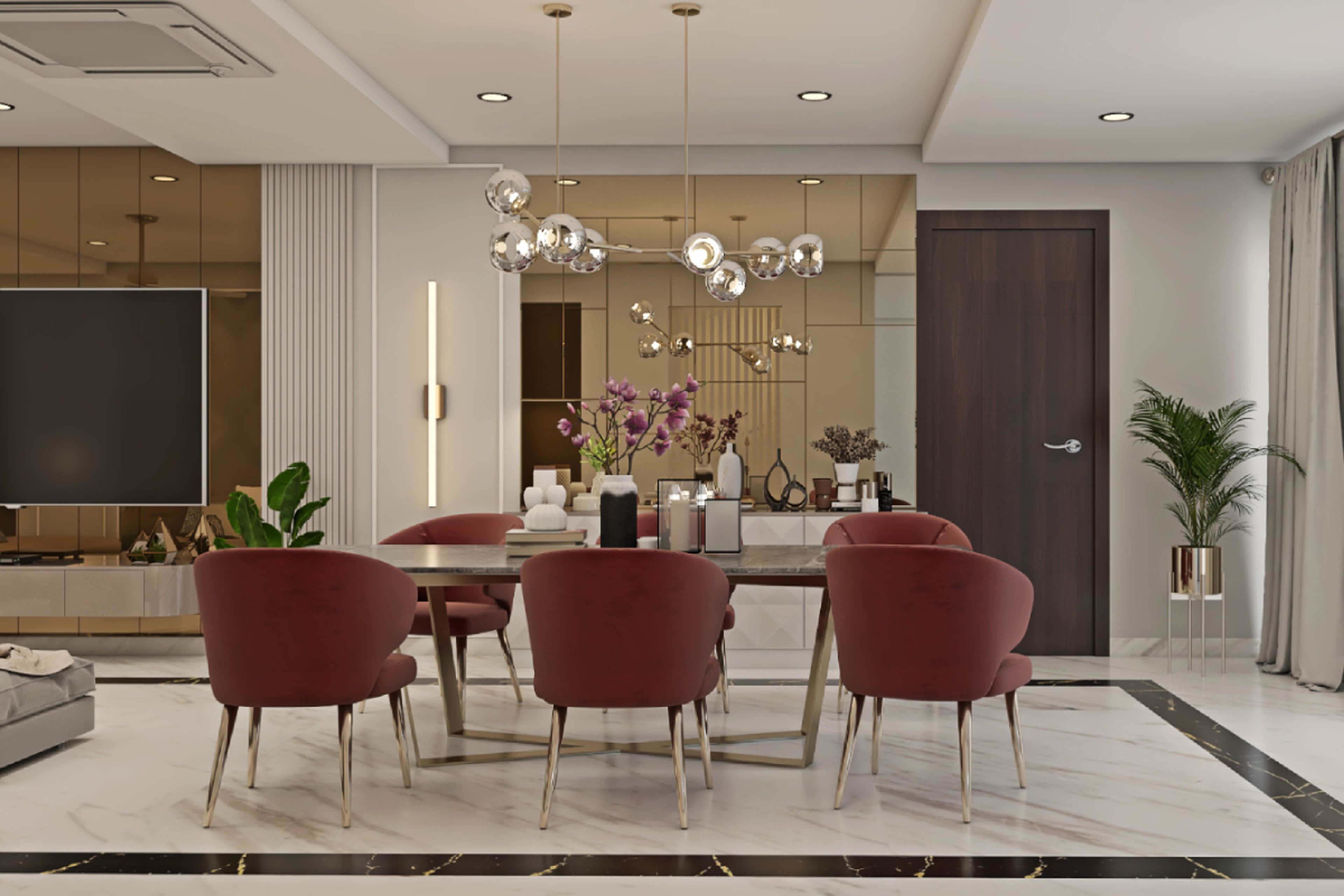 Contemporary Dining Room Design With a 6 Seater Table