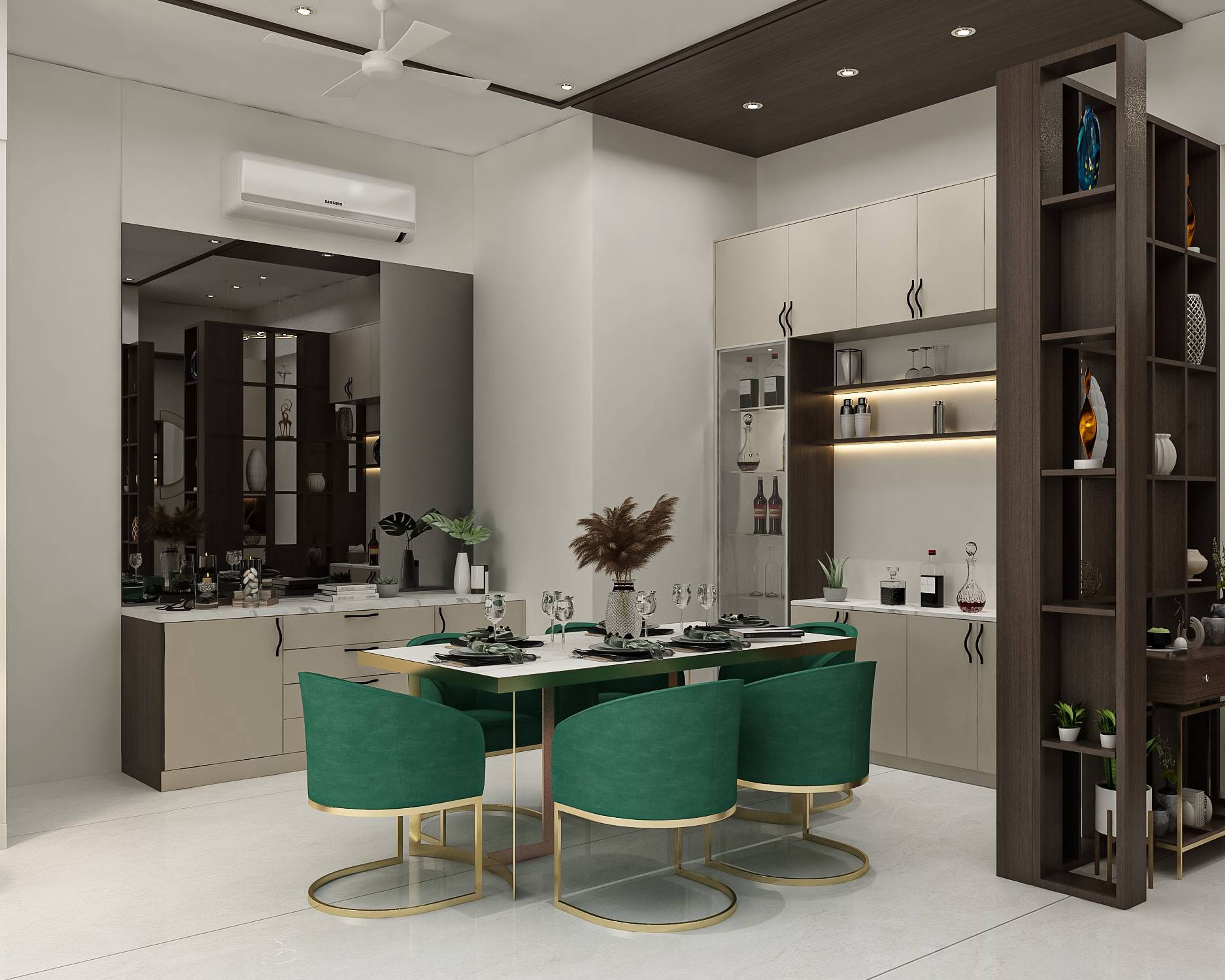 6-Seater Dining Room With A Crockery Unit - Livspace