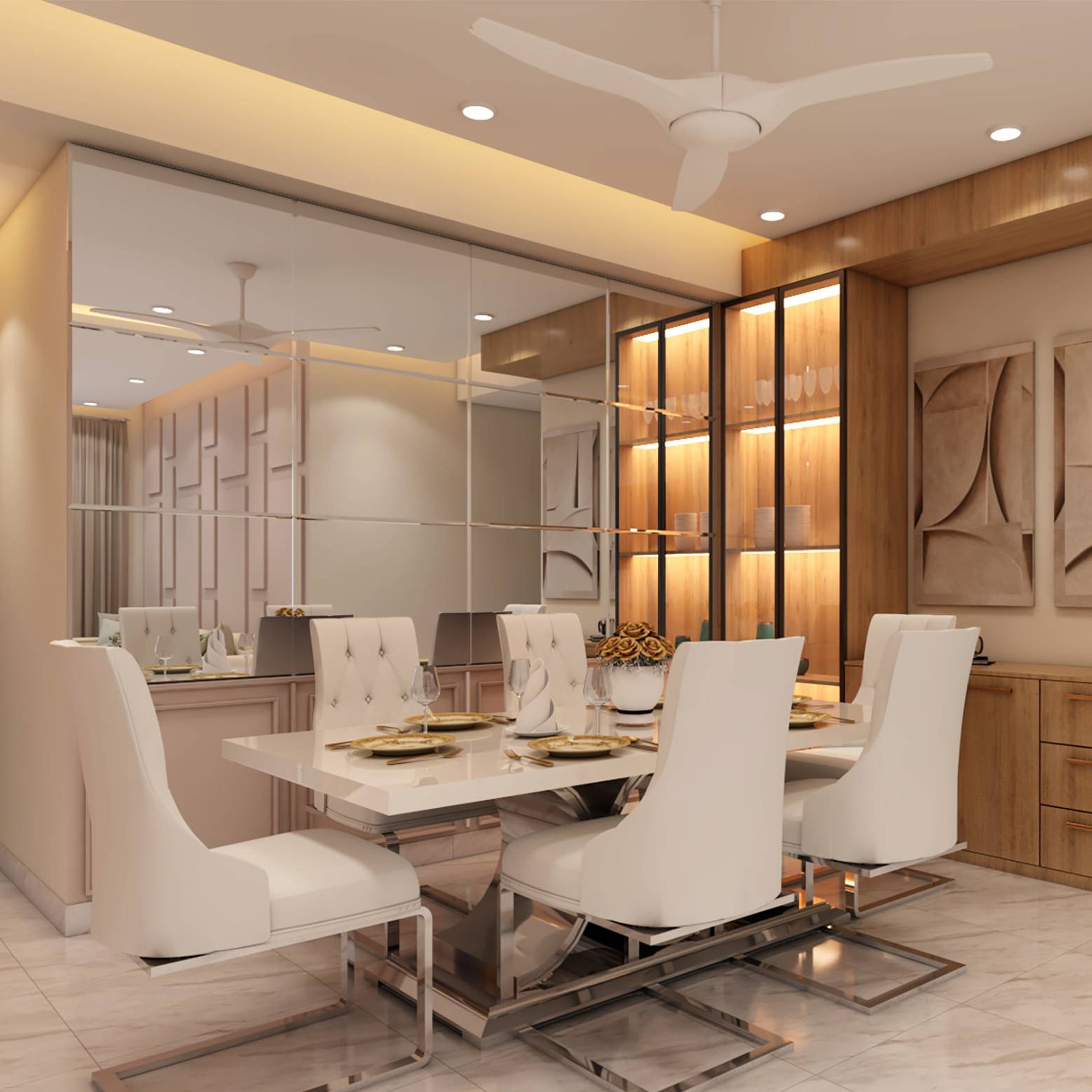 Spacious 6-Seater Dining Room Interior Design