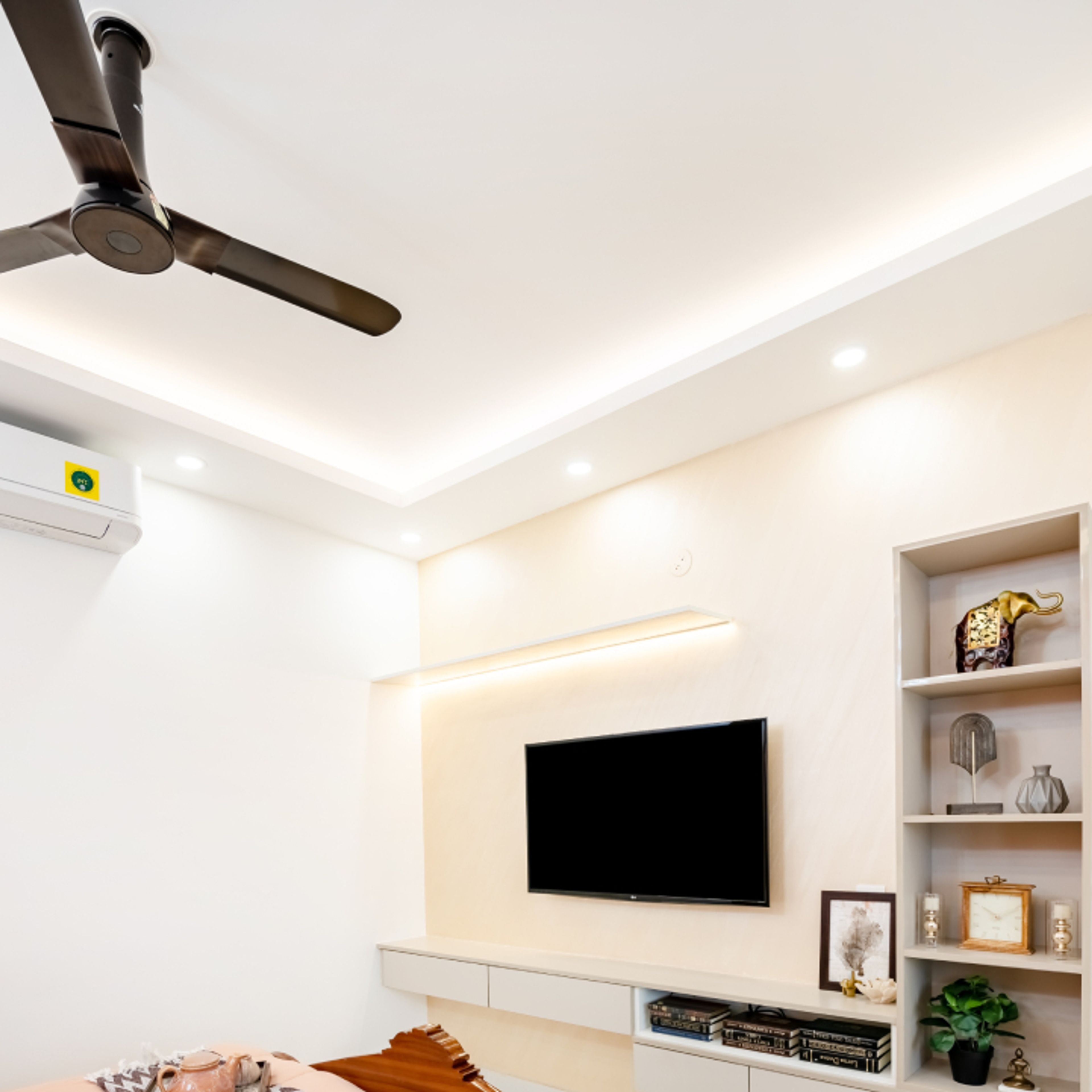 Elegant False Ceiling Design With Pink Shade - Livspace