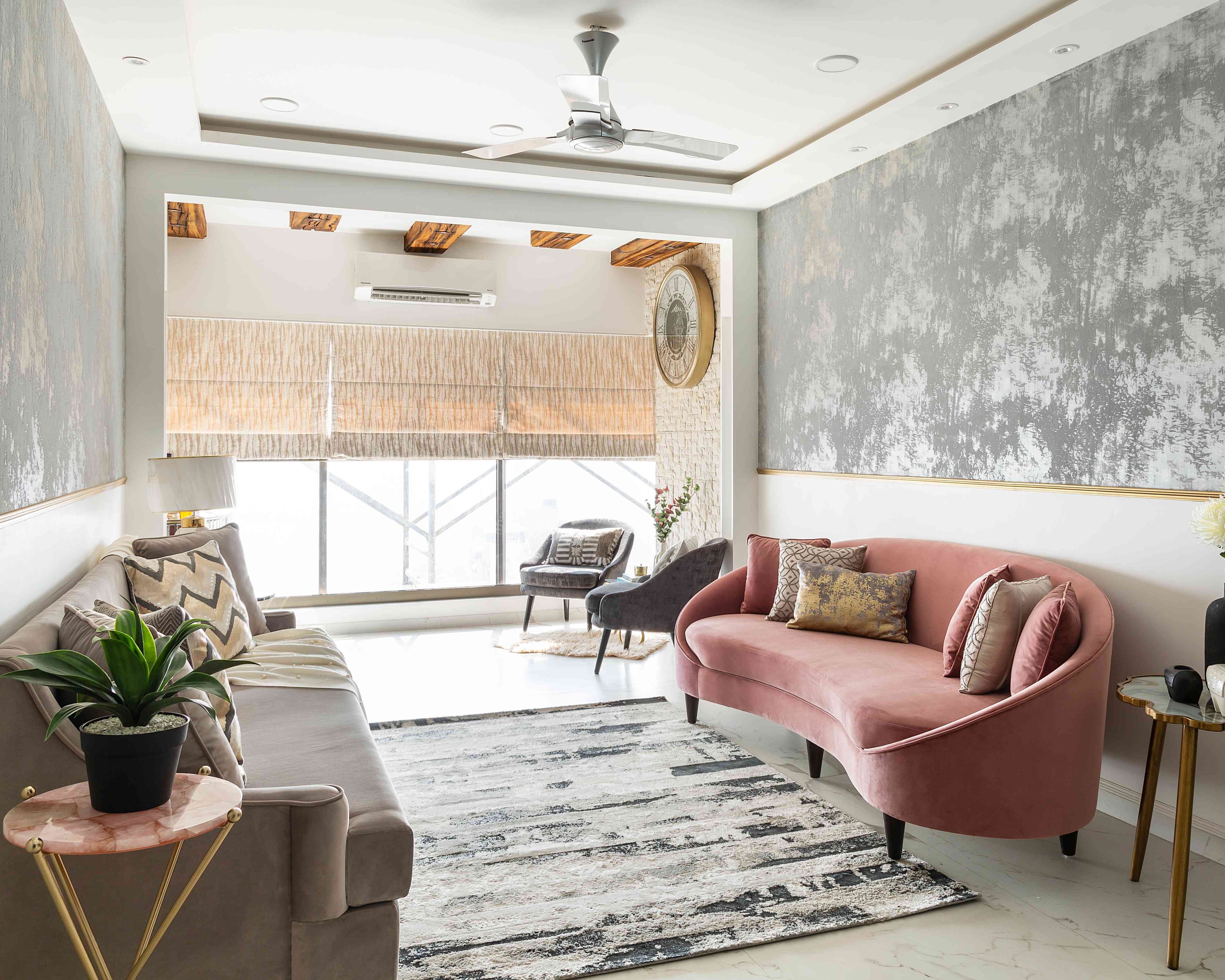 False Ceiling With Contrasting Pink Shade - Livspace