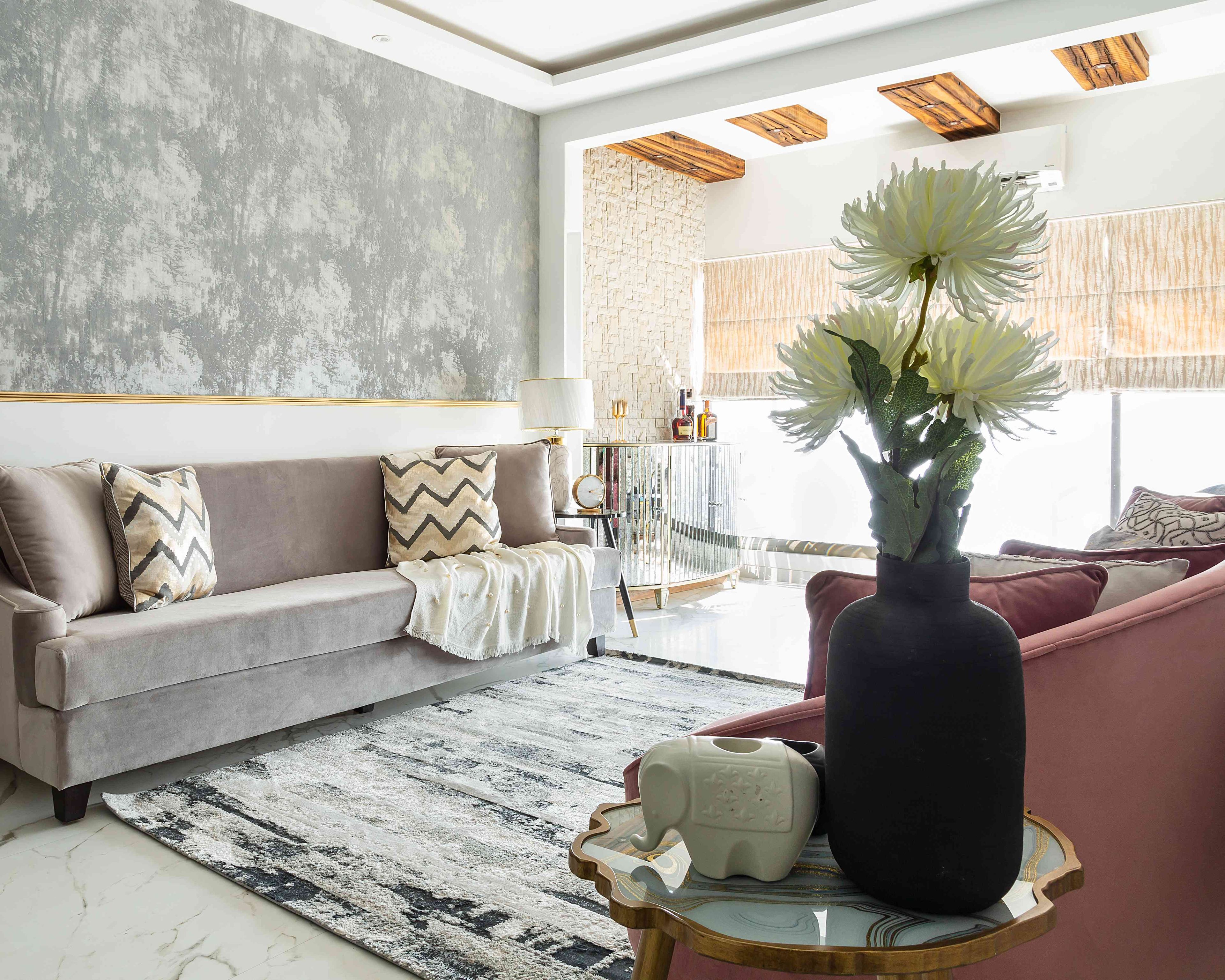 False Ceiling With Contrasting Pink Shade - Livspace