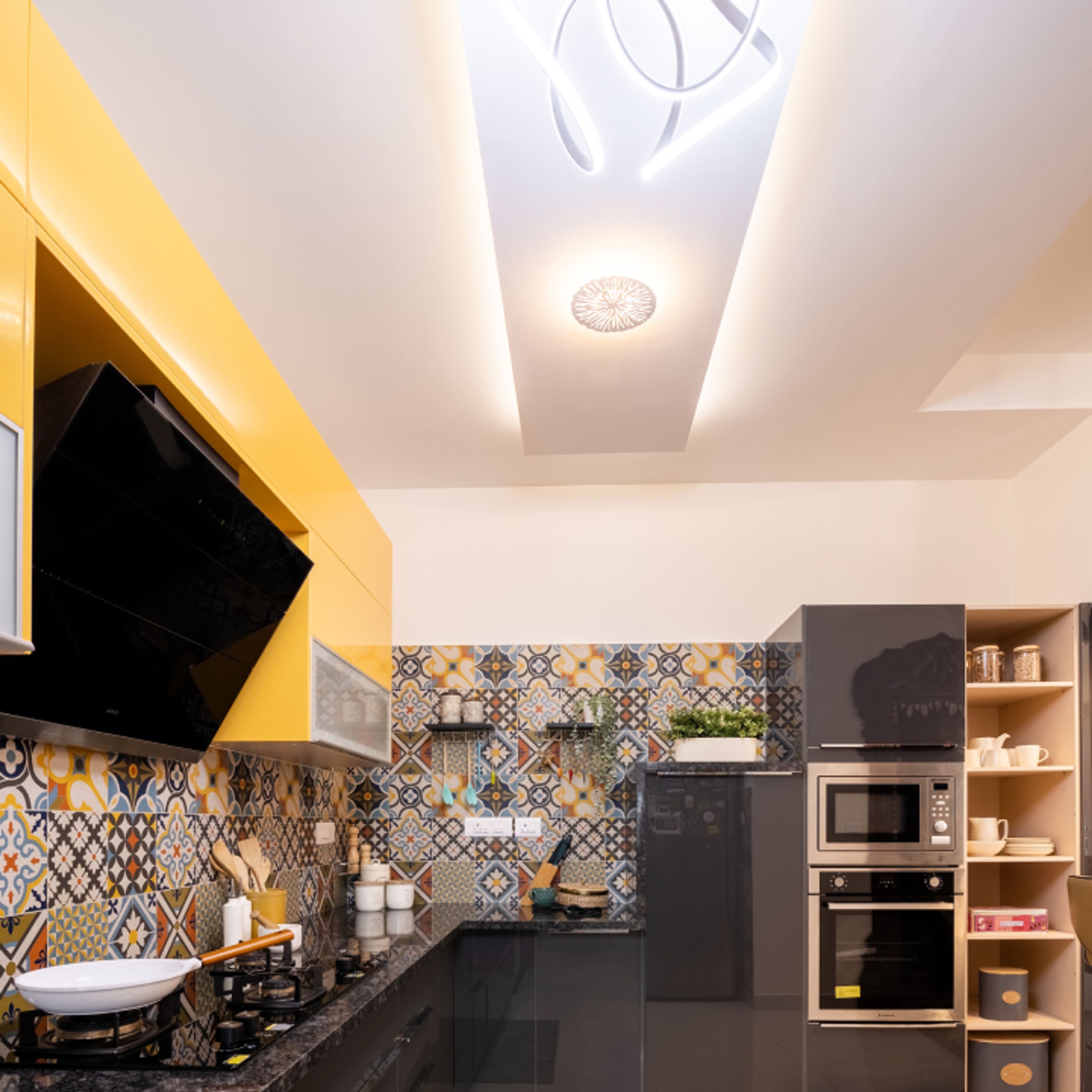 Rectangular Multilayered False Ceiling Design In Gypsum - Livspace