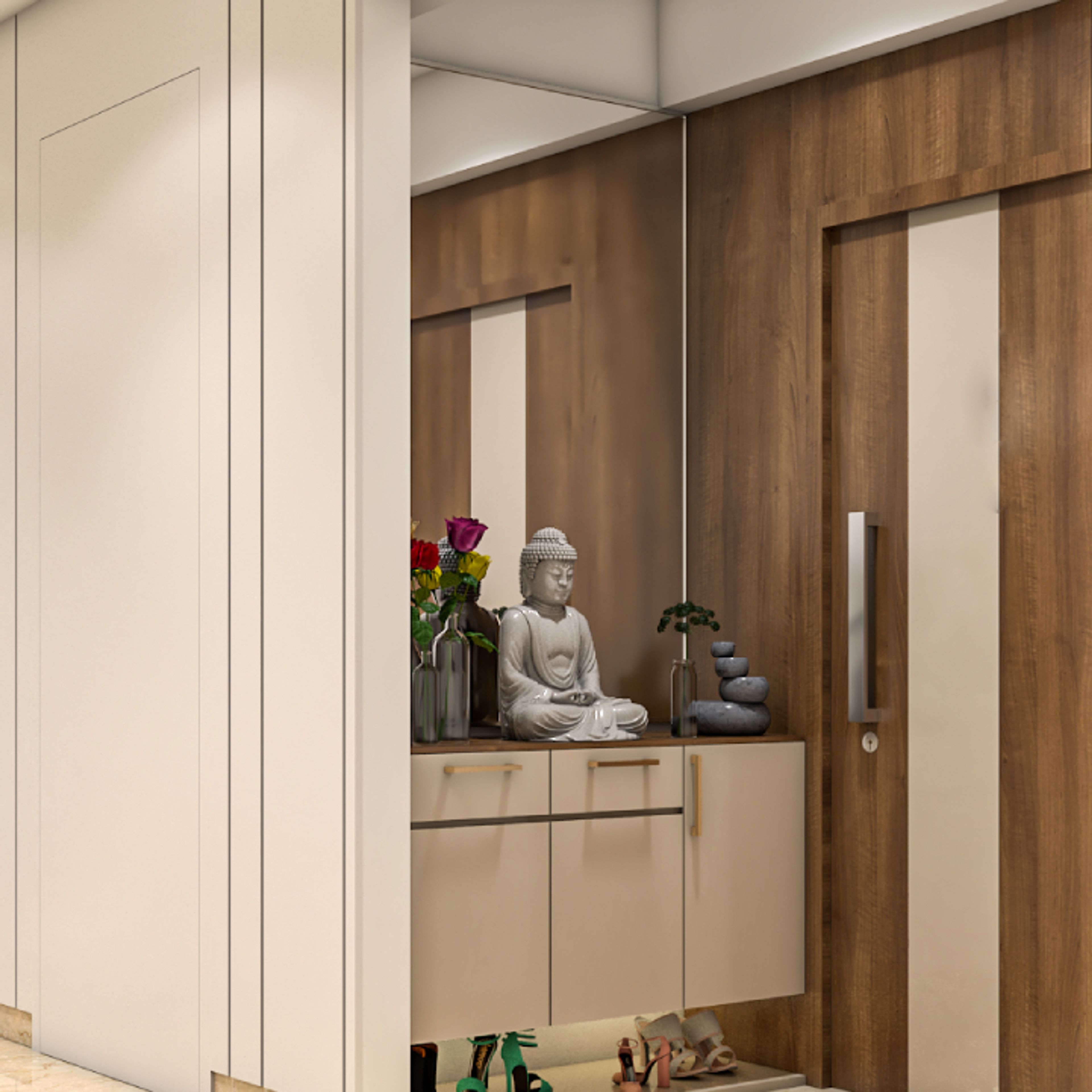 Modern Foyer Design With Wall-Mounted Shoe Rack