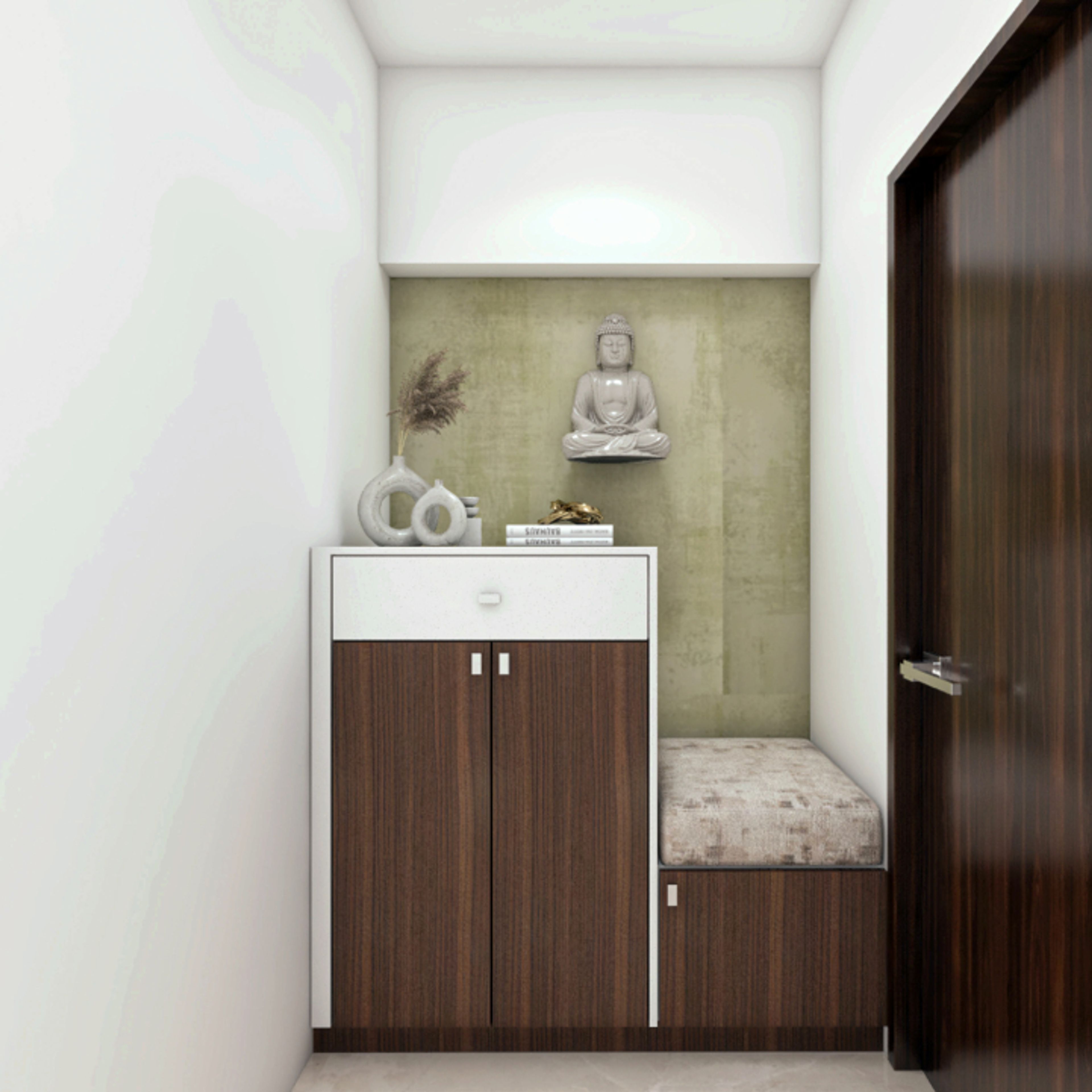 Modern Foyer Design With Cushioned Seating