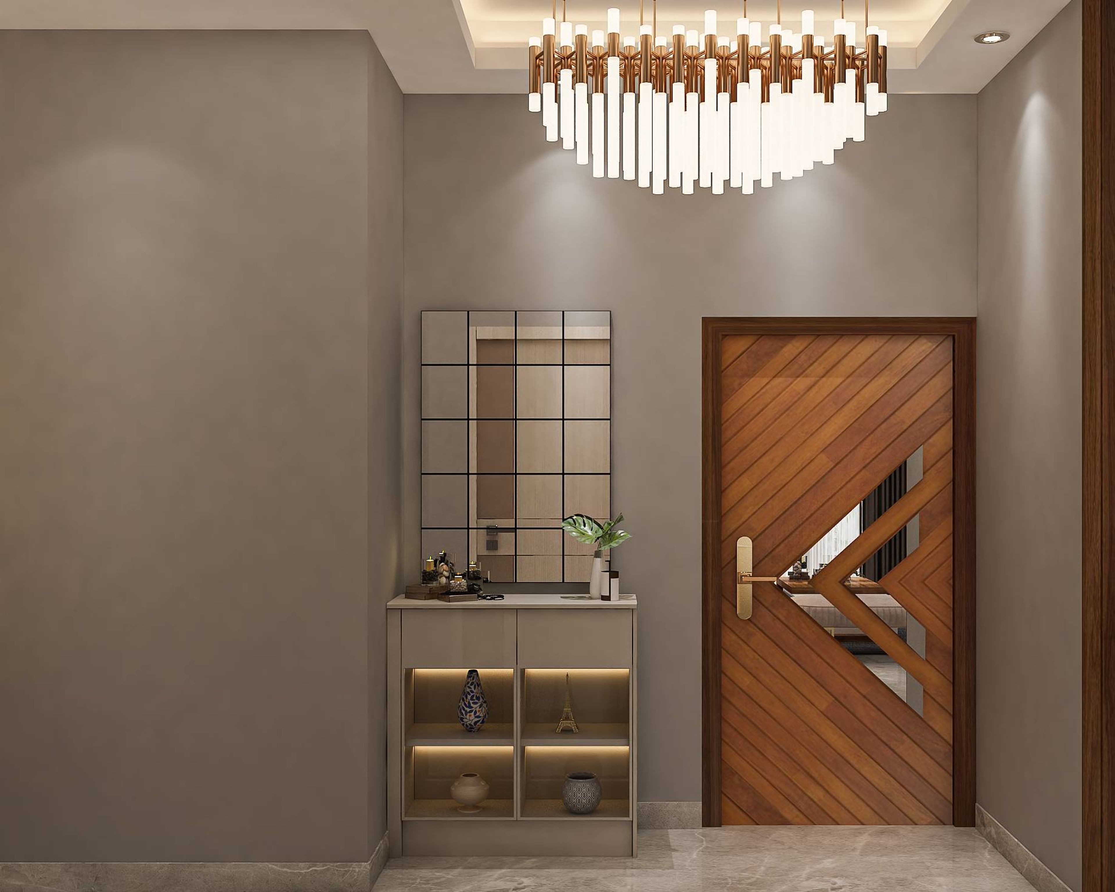 Contemporary White Foyer Area Design