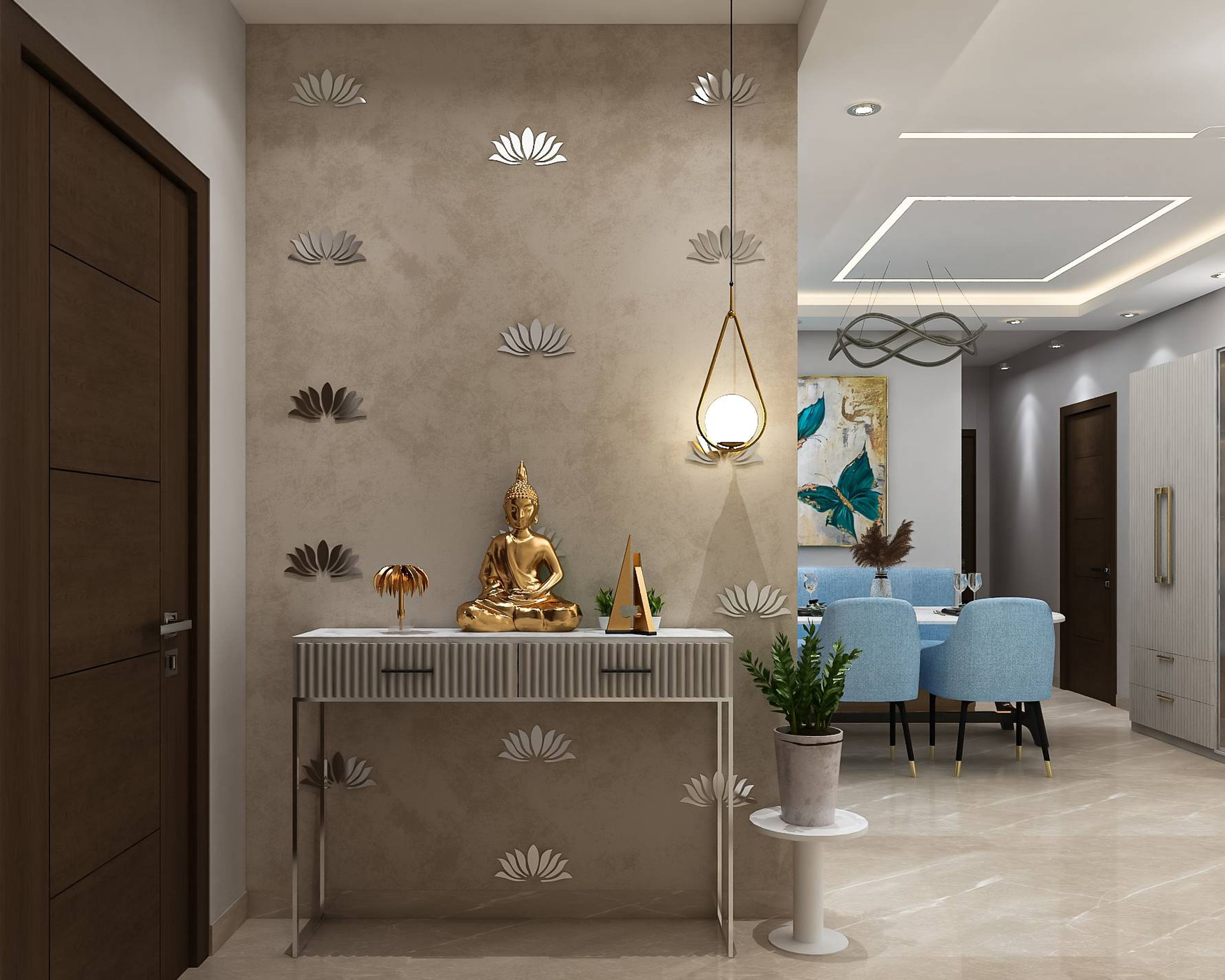 Classic Foyer Design With A Laminate Finish