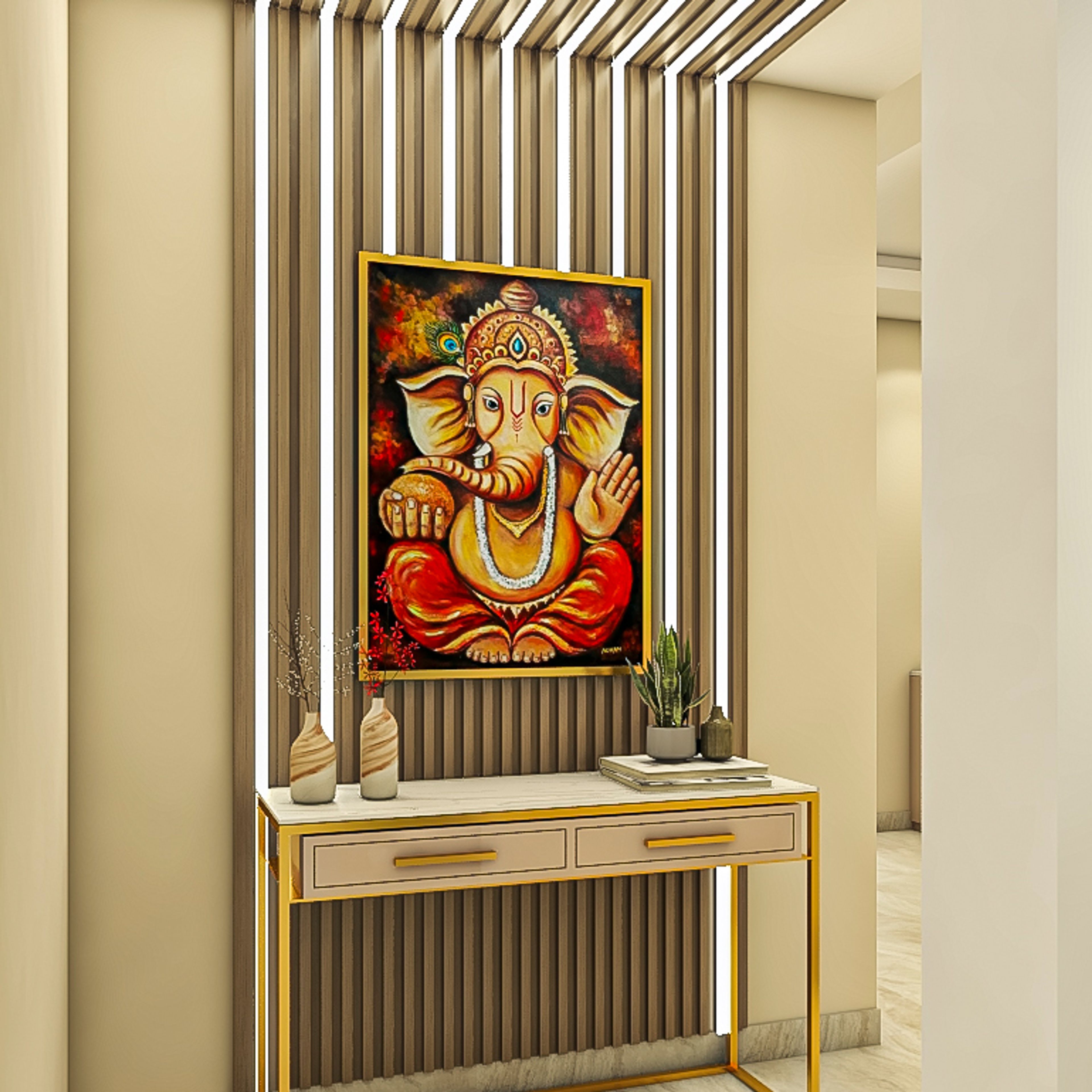 Foyer Design With Antique Console Table - Livspace