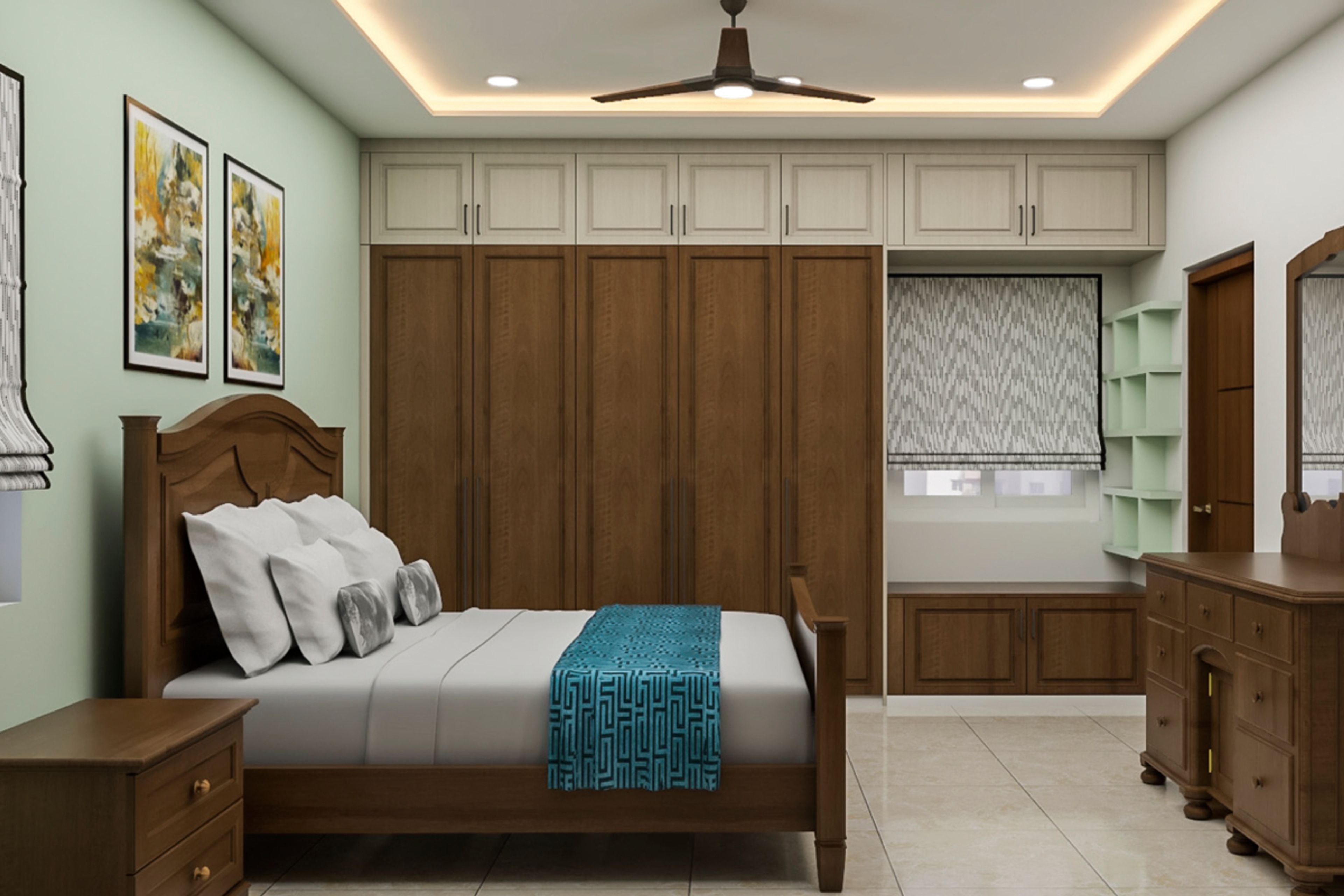 Modern Style Guest Bedroom With Laminated Wardrobe - Livspace