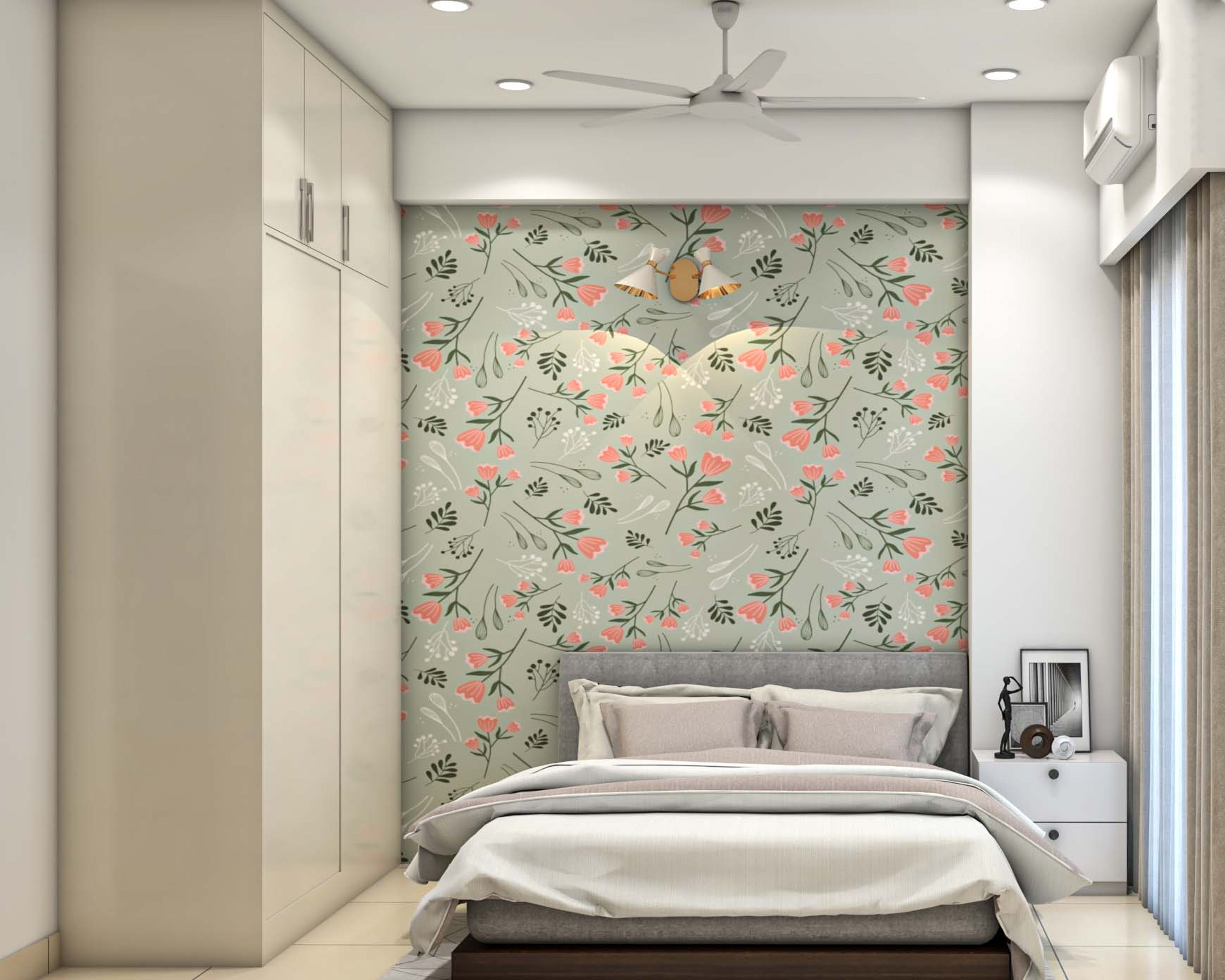 Contemporary Guest Bedroom With Wall Lights