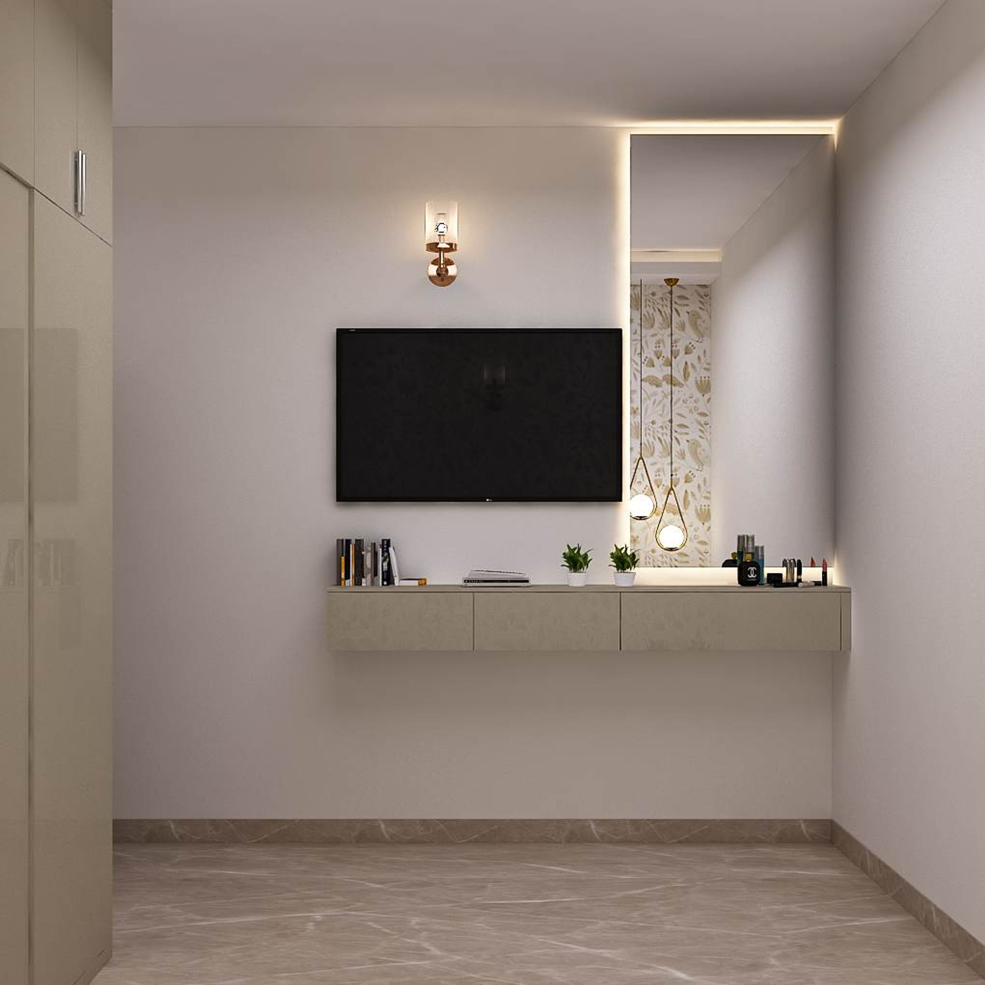 Modern Guest Room With Pendant Lighting - Livspace