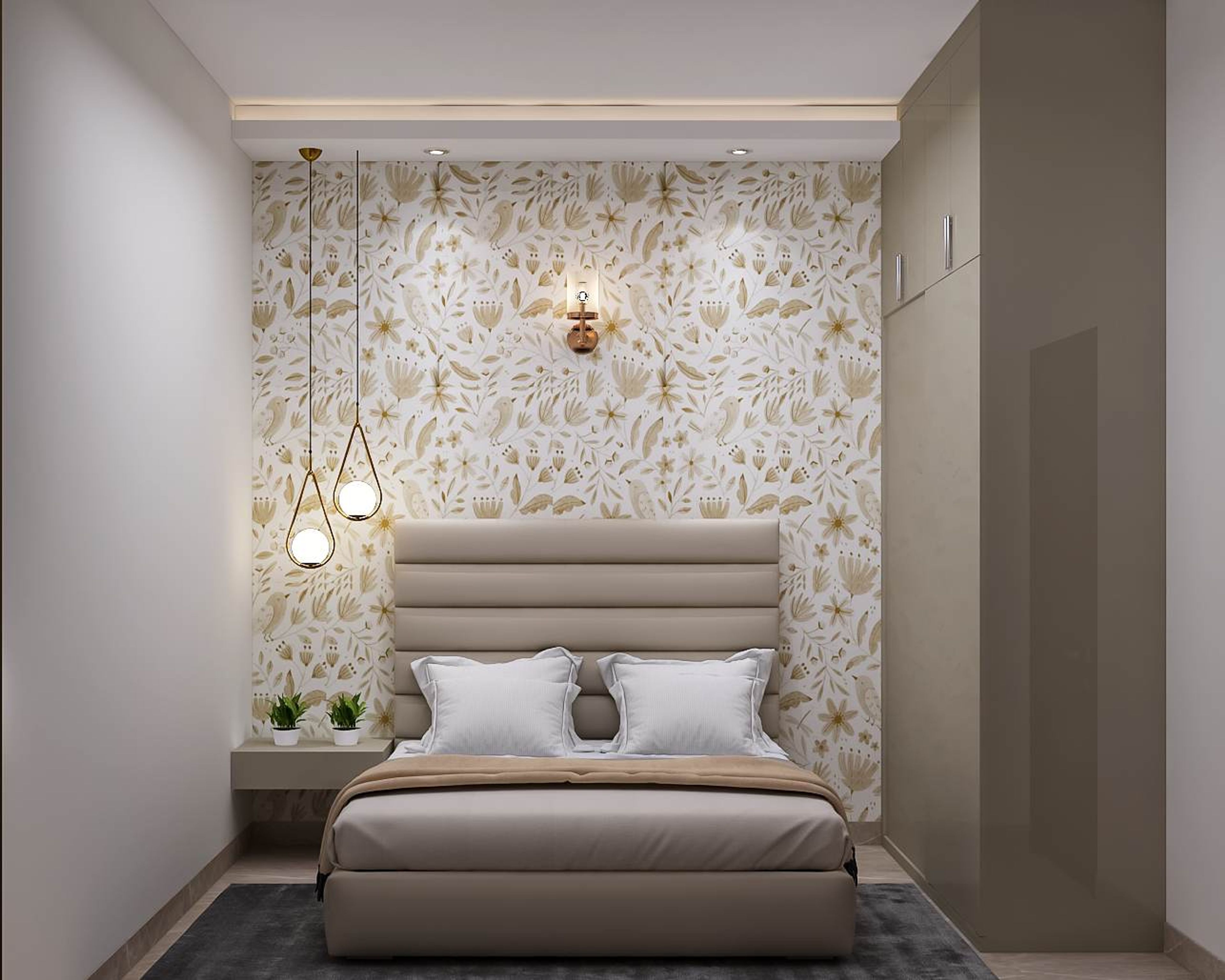 Modern Guest Room Design With Drop Lights