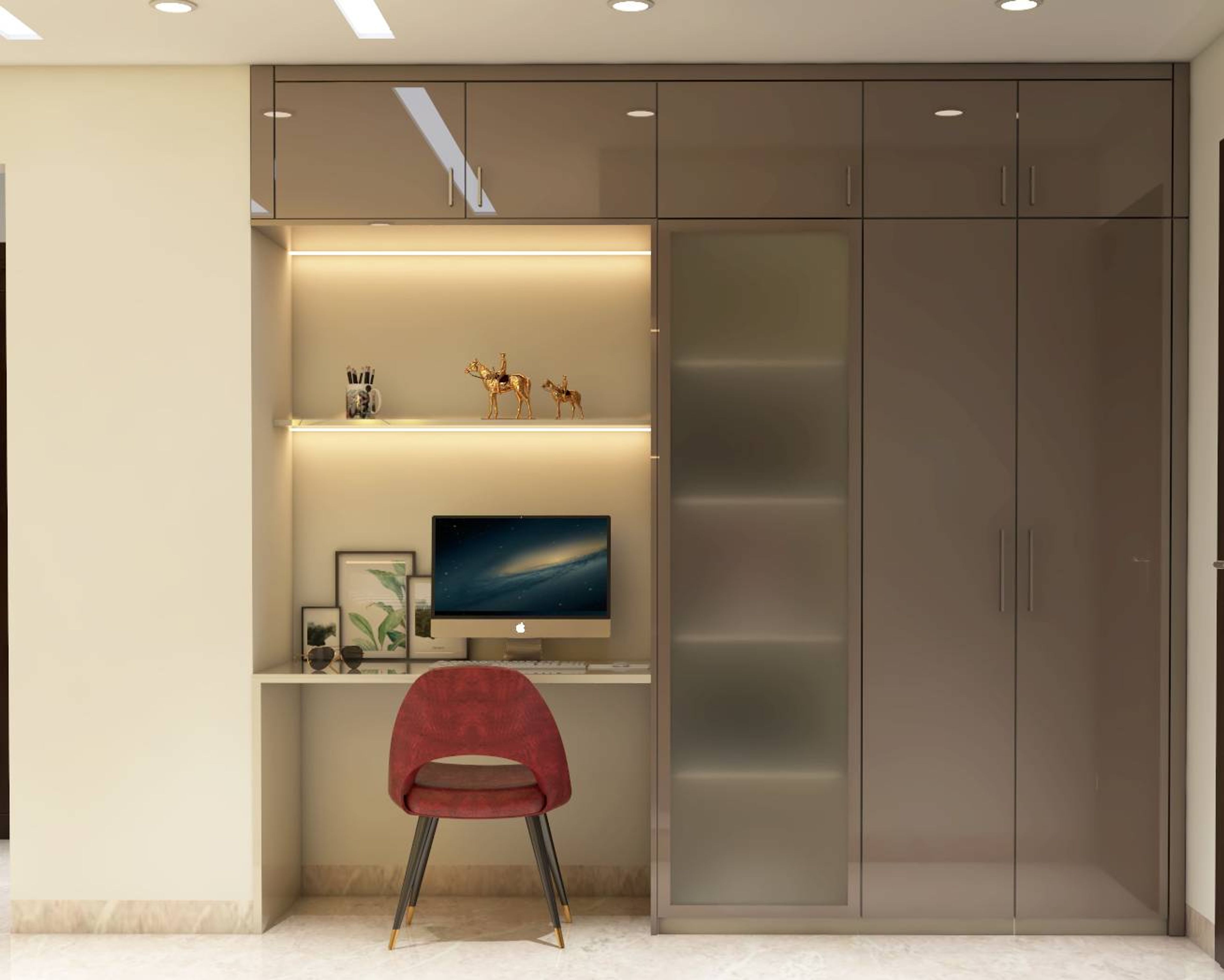 Contemporary Home office Design With Storage