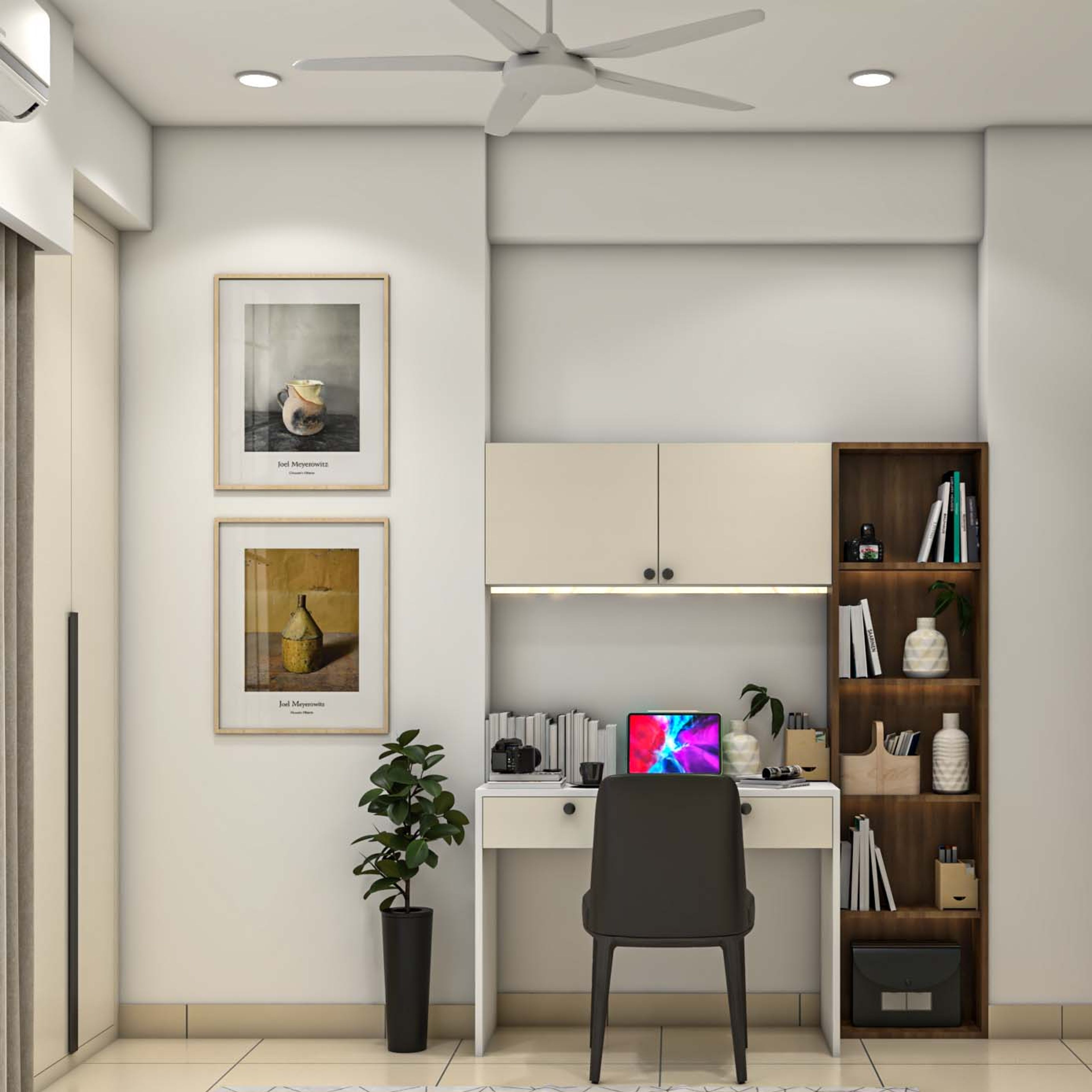 Contemporary Small Study Room Design With Wall Decor Options