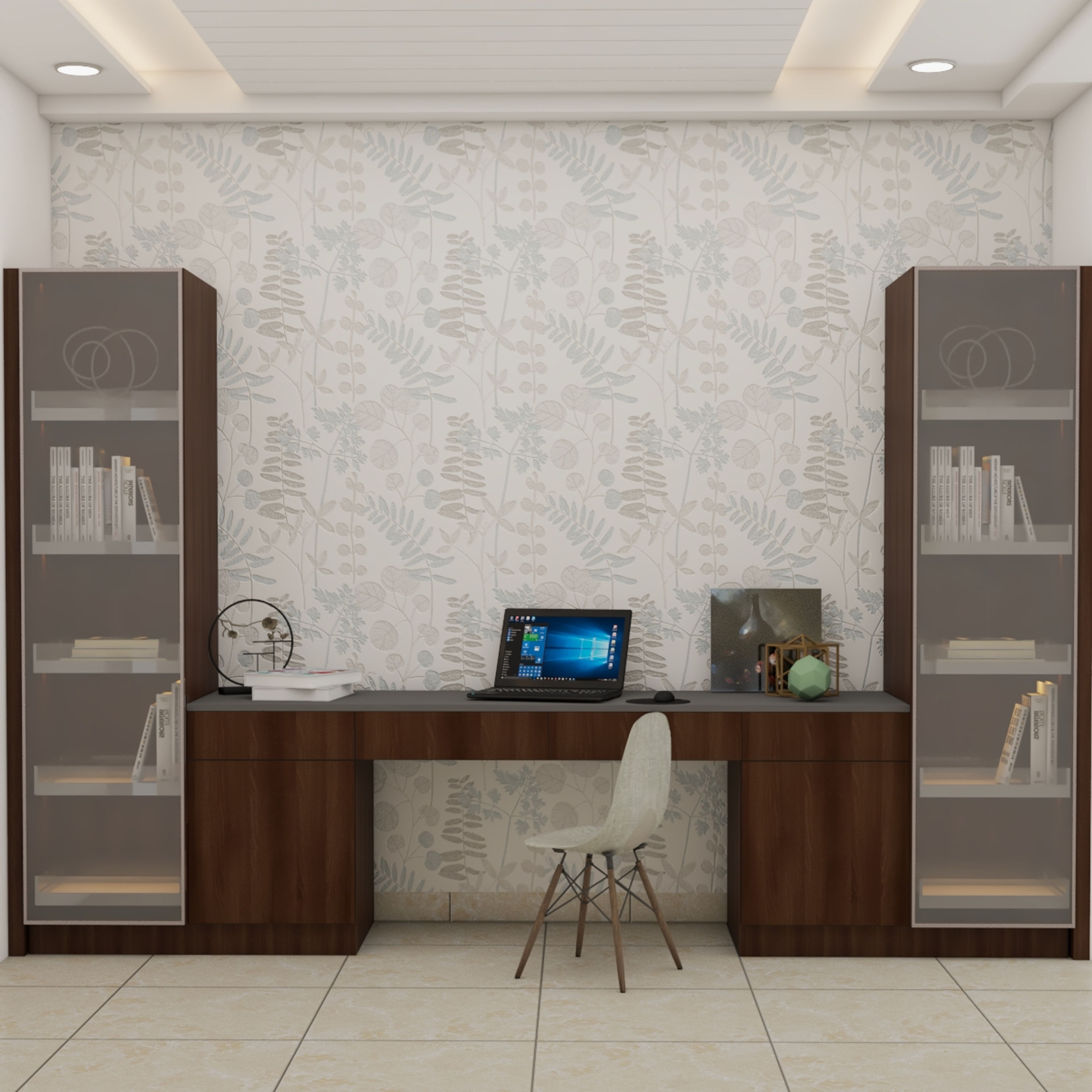 Brown And White Contemporary Home Office Design