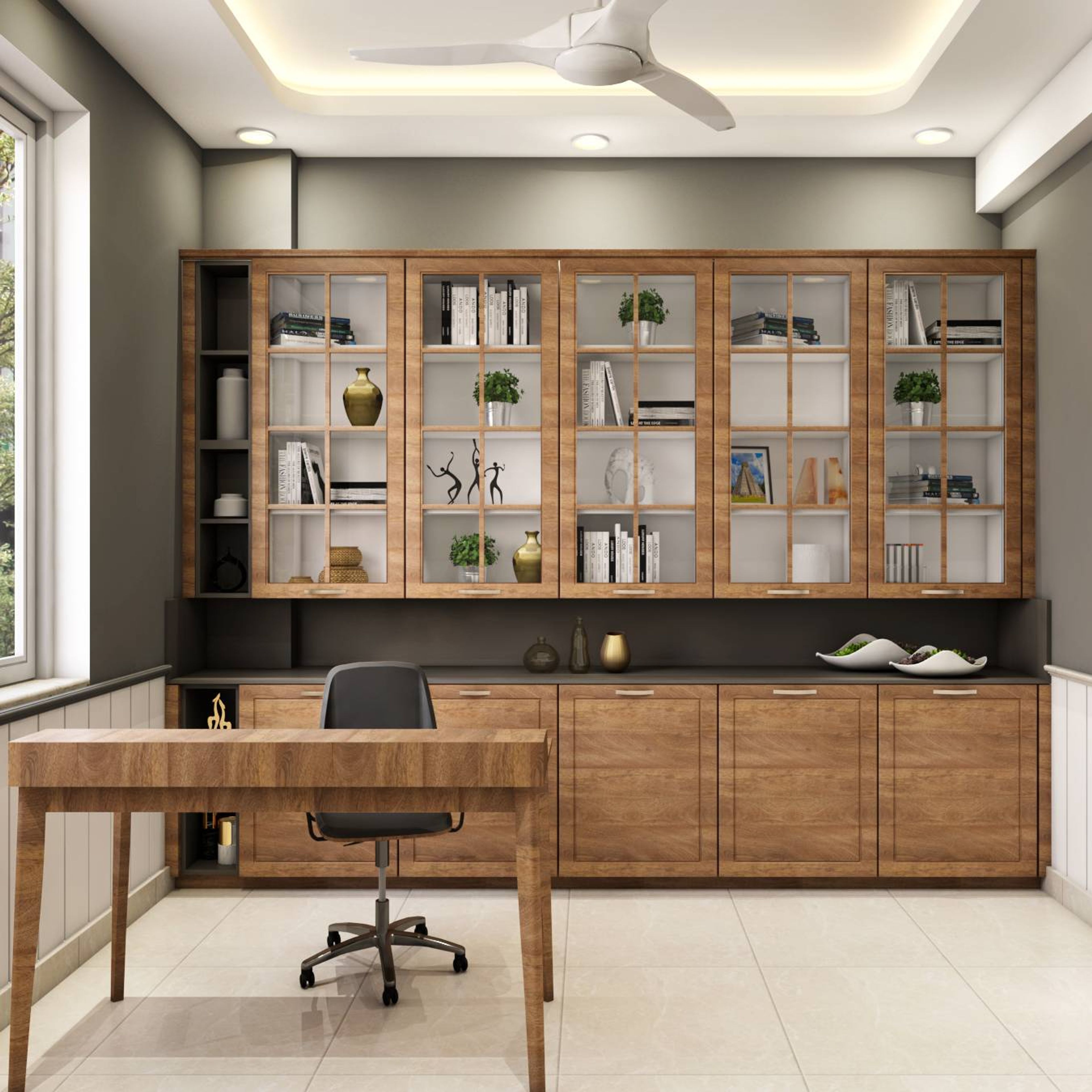 Modern Study Room Design With A Walnut Bronze Finish