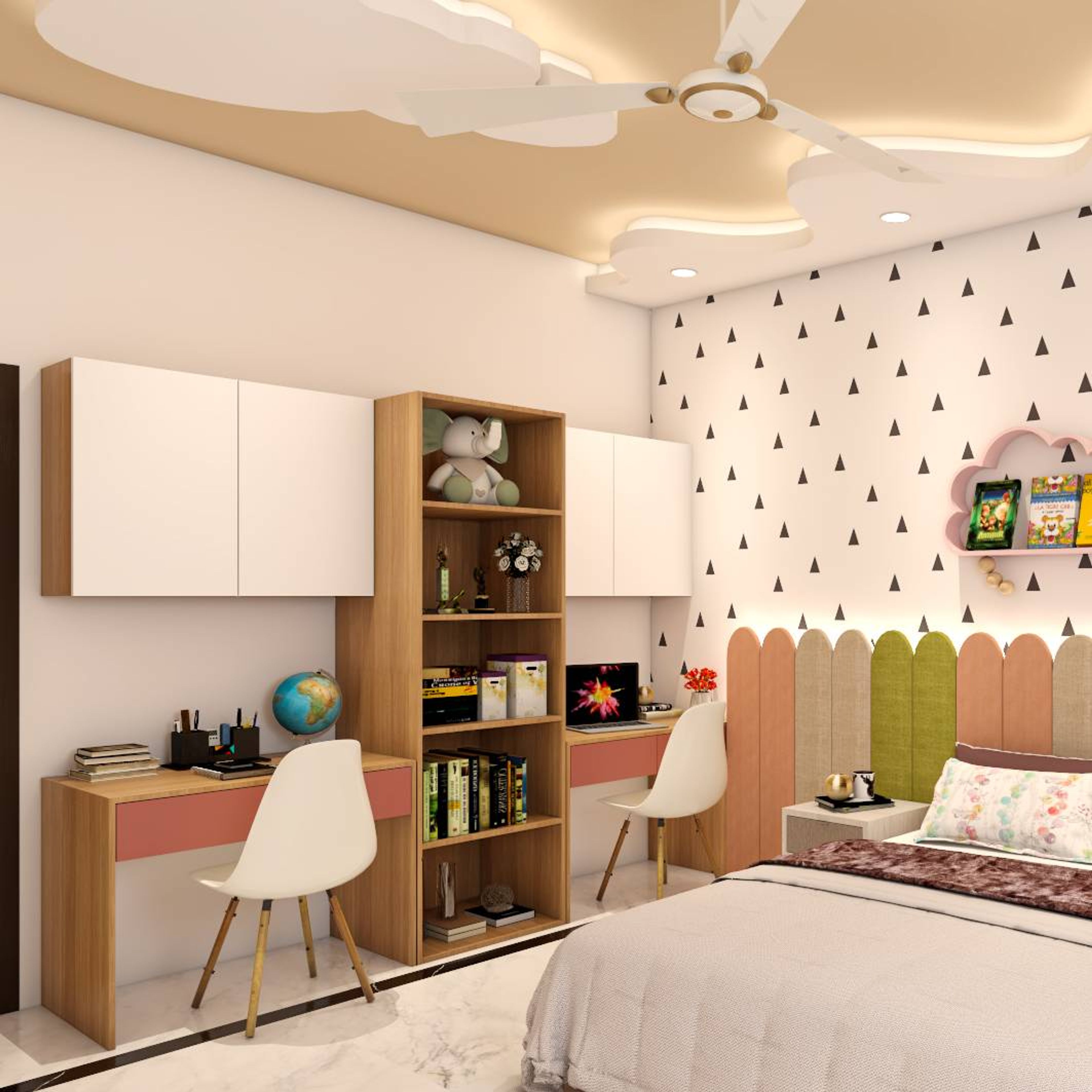 Modern Study Room Design With Colorful And Elegant fitting