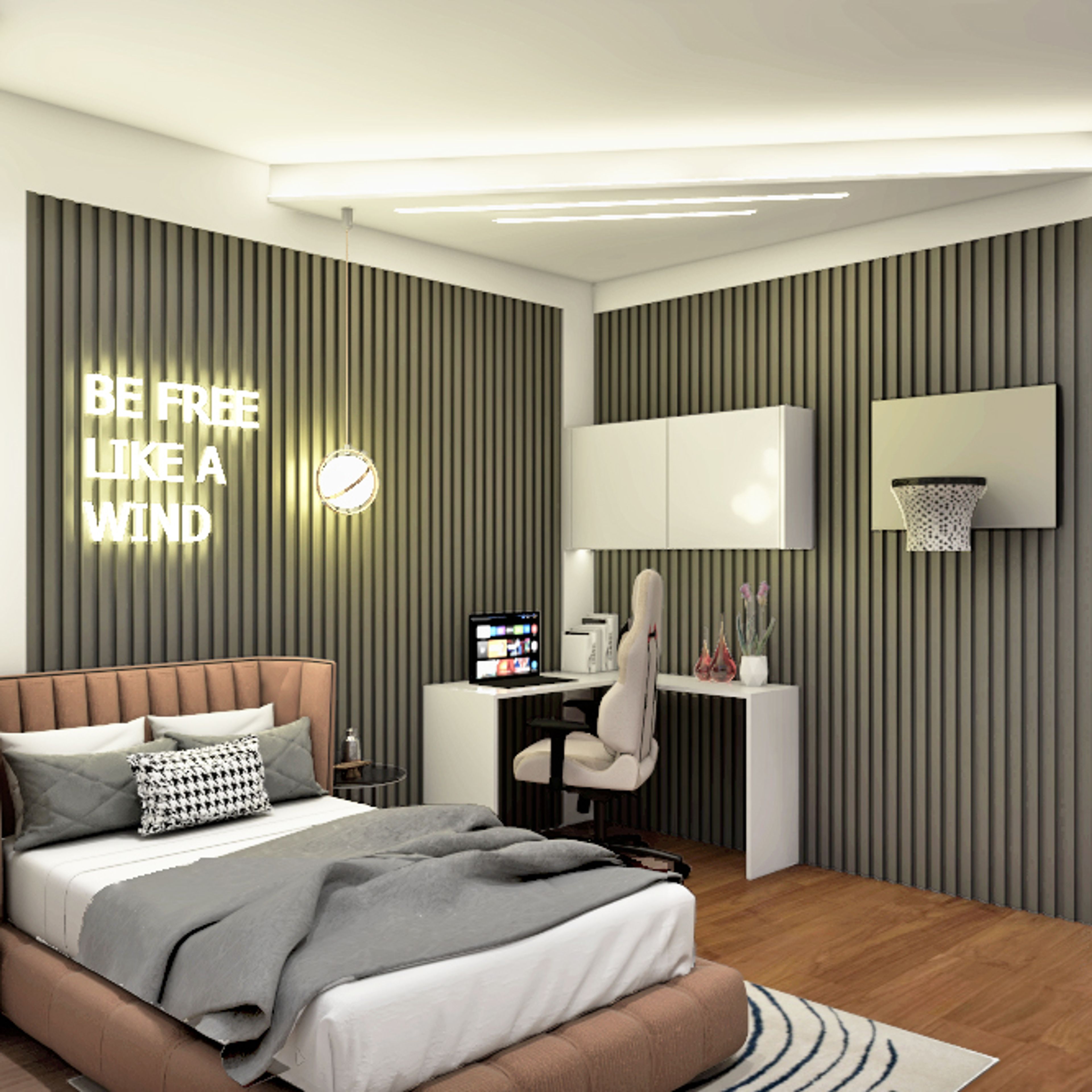 Contemporary White Home Office Design