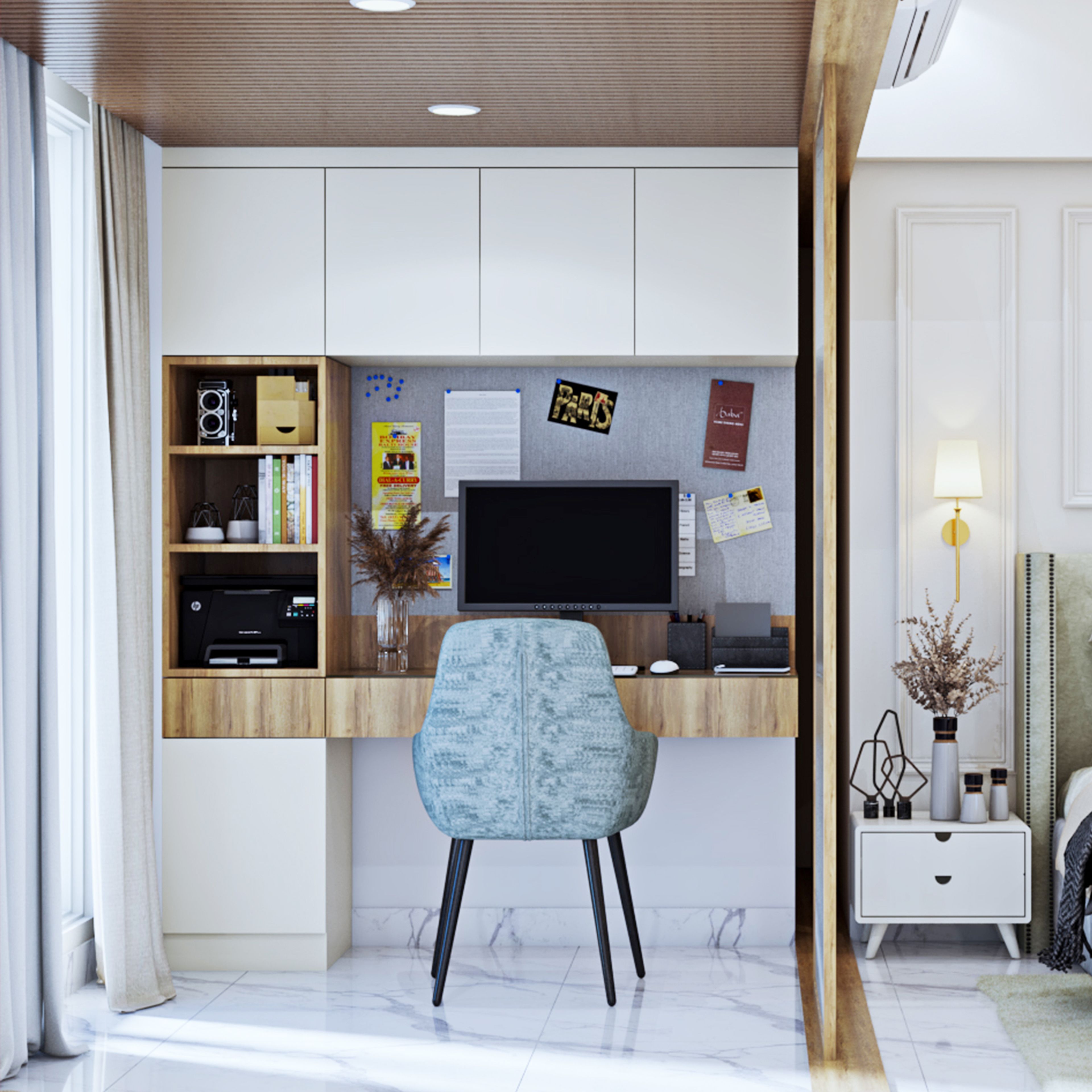 Modern Home Office Design With A Wall-Mounted Study Unit