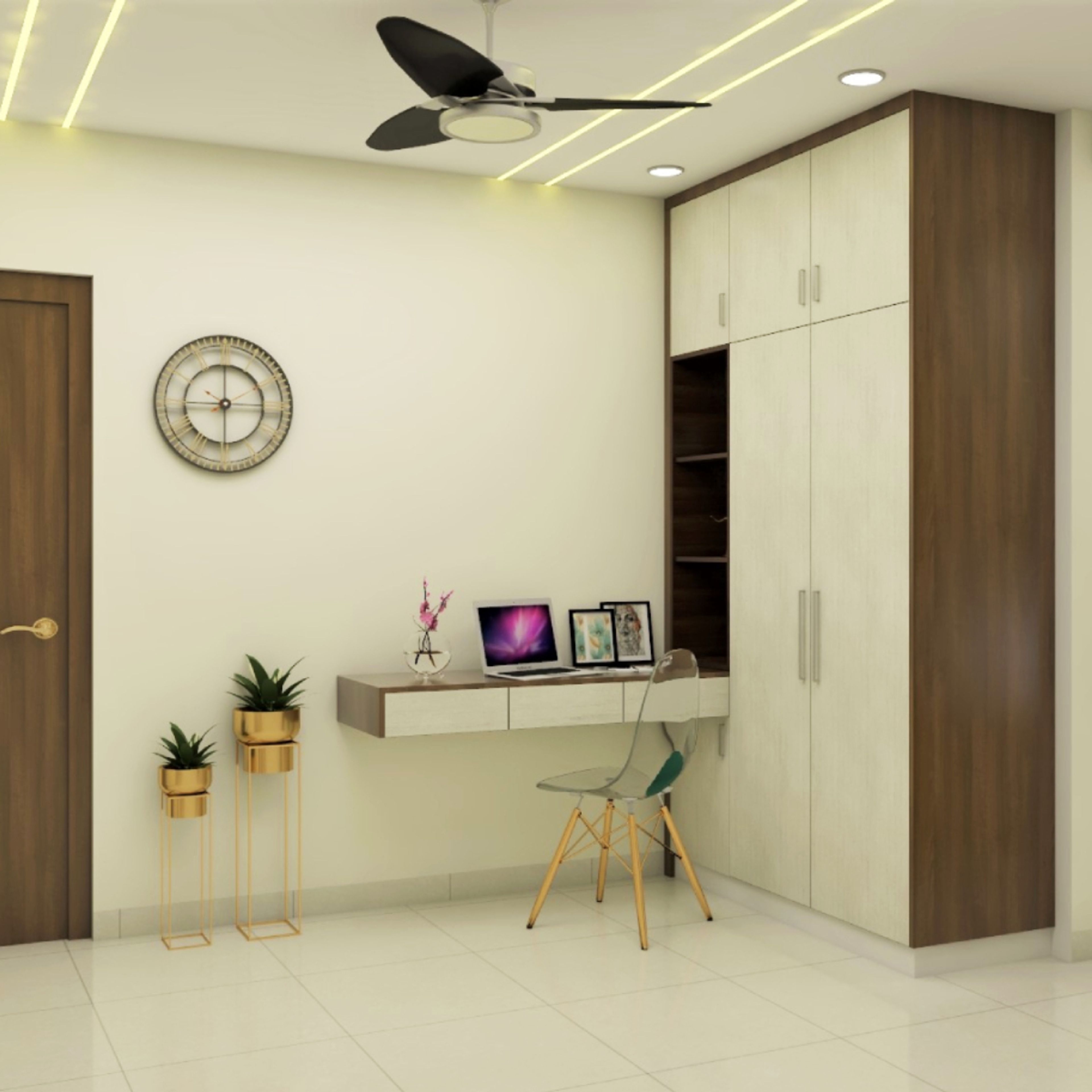 Modern Home Office Design Integrating Study With Wardrobe For Compact Spaces