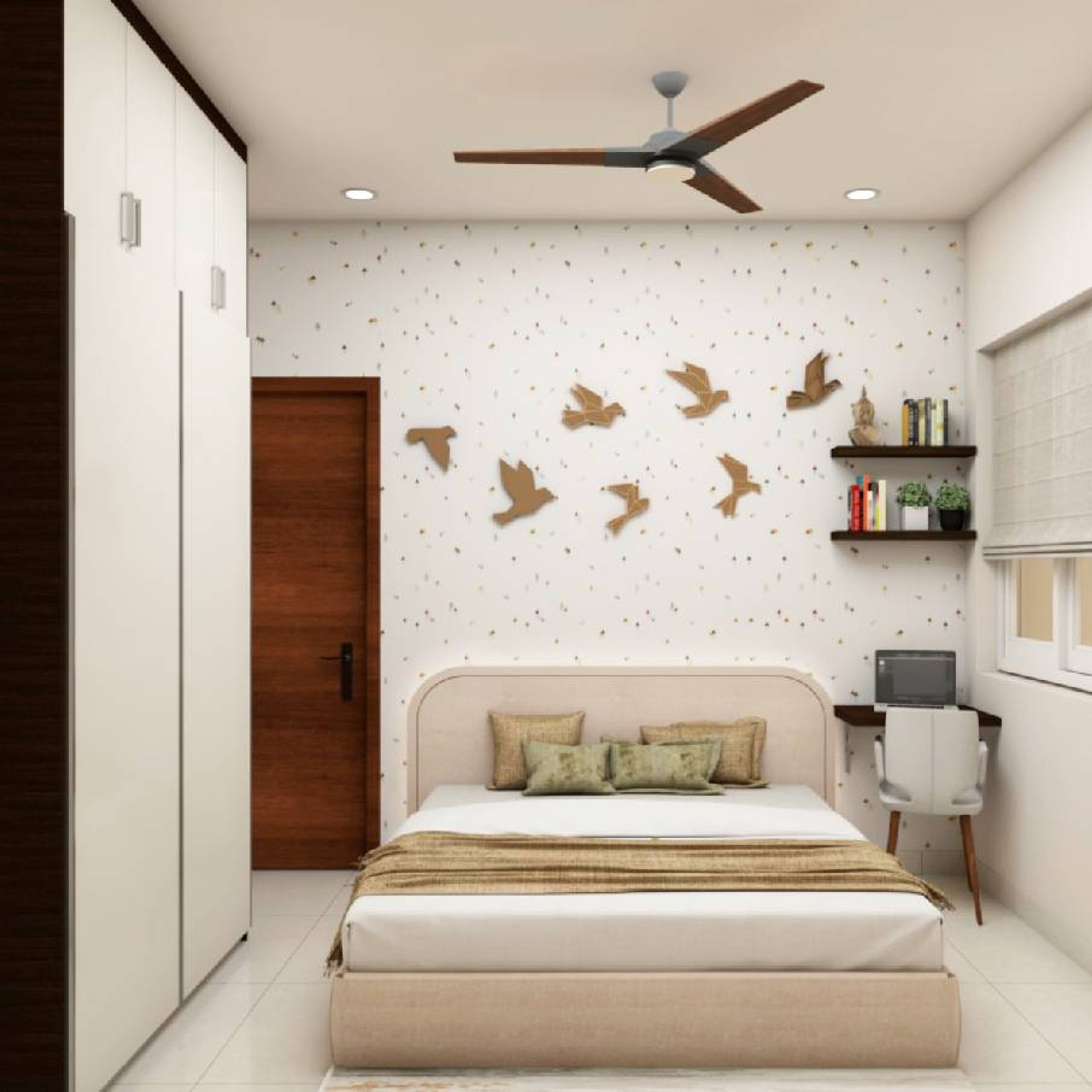 White And Beige Modern Kid's Room Design
