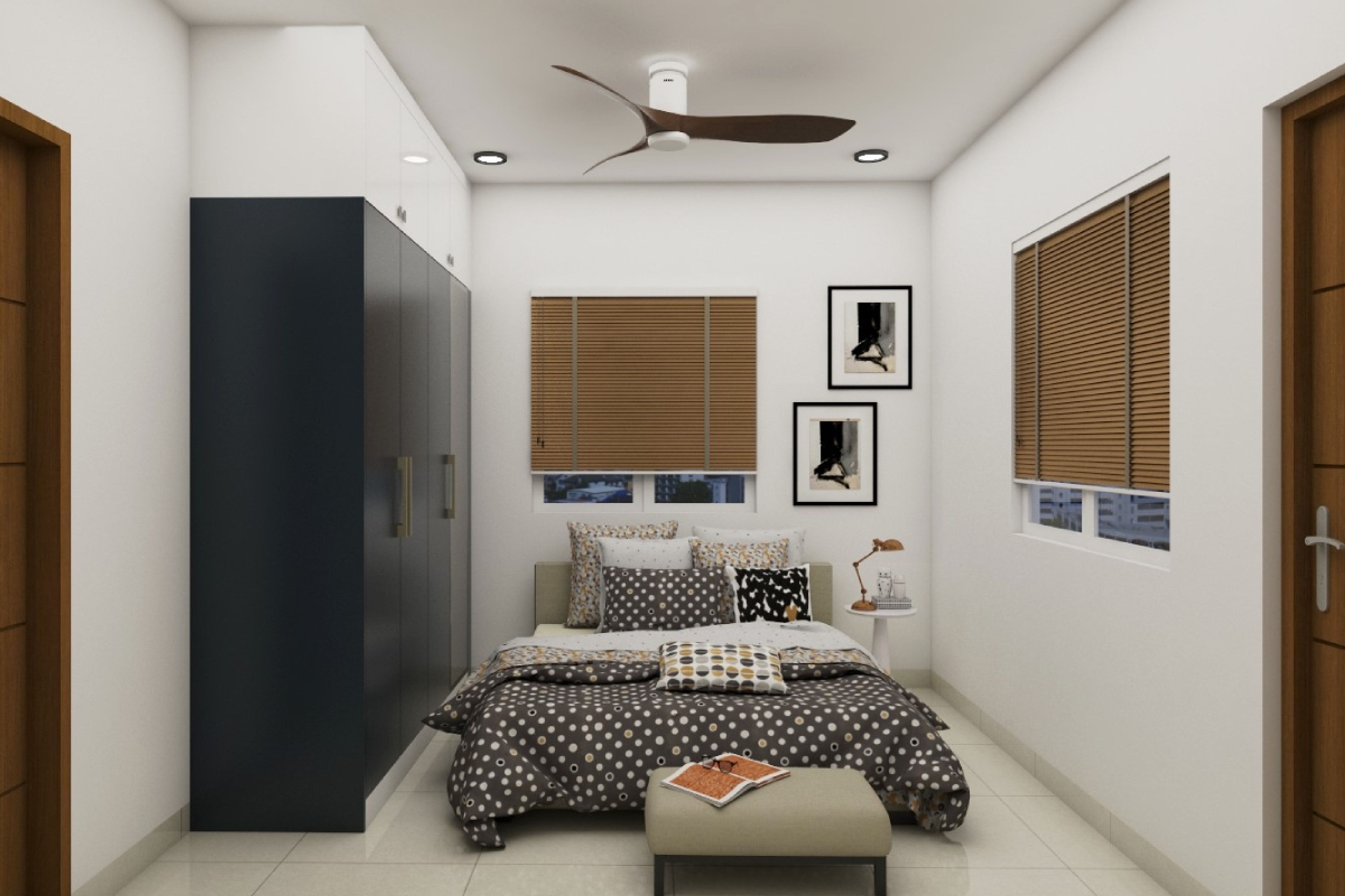 Spacious Boy's Room Design With Hinged Wardrobe