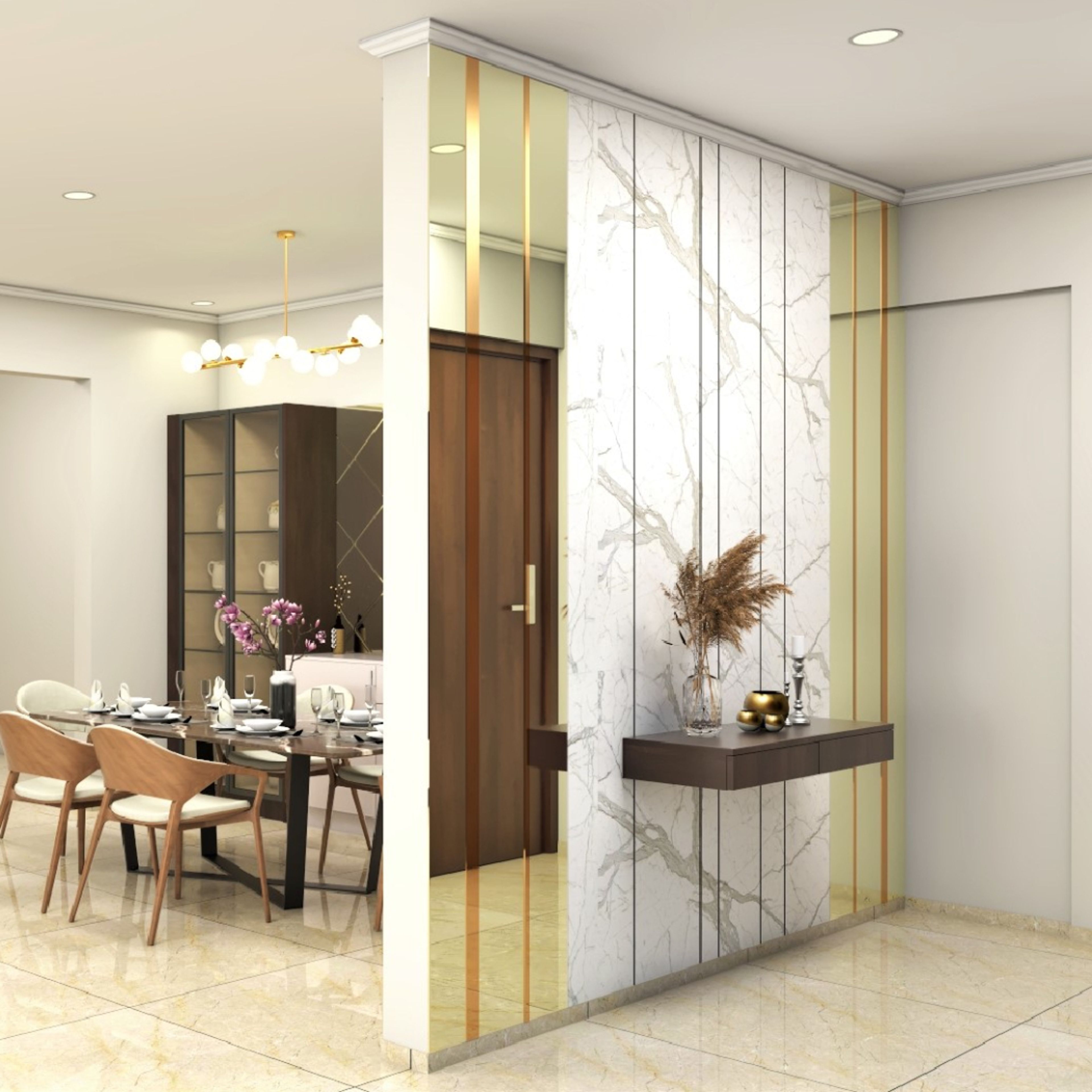 Modern Foyer Design With Wall-Mounted Wooden Storage