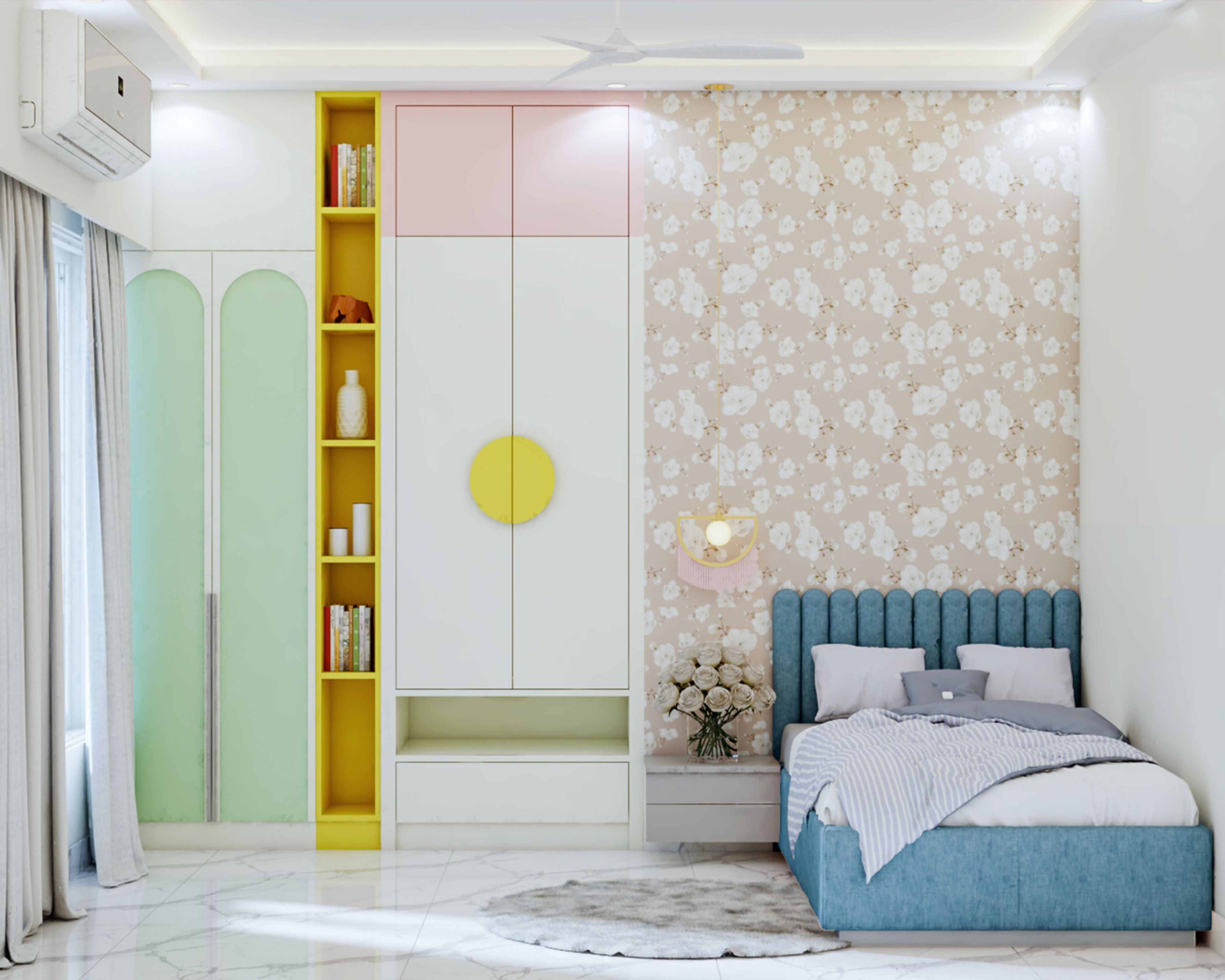 Pastel-Themed Modern Kid's Bedroom Design