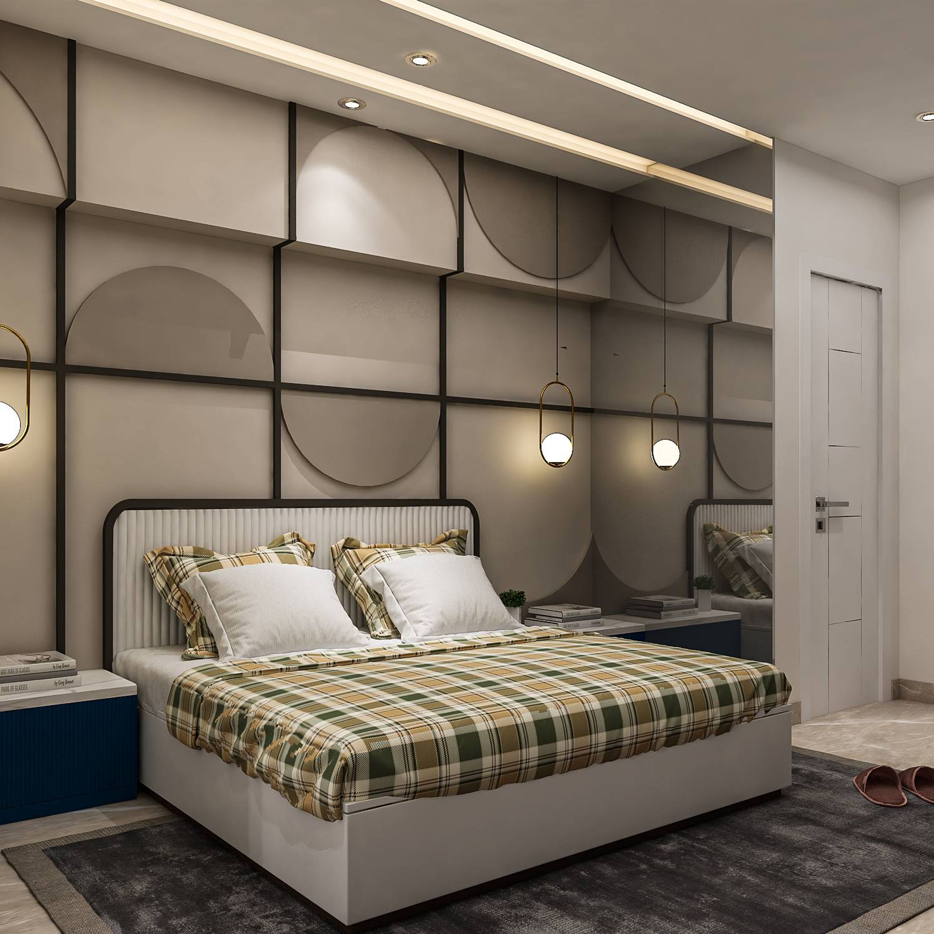 Modern Kid's Room Design With With A Double Bed And Side Tables