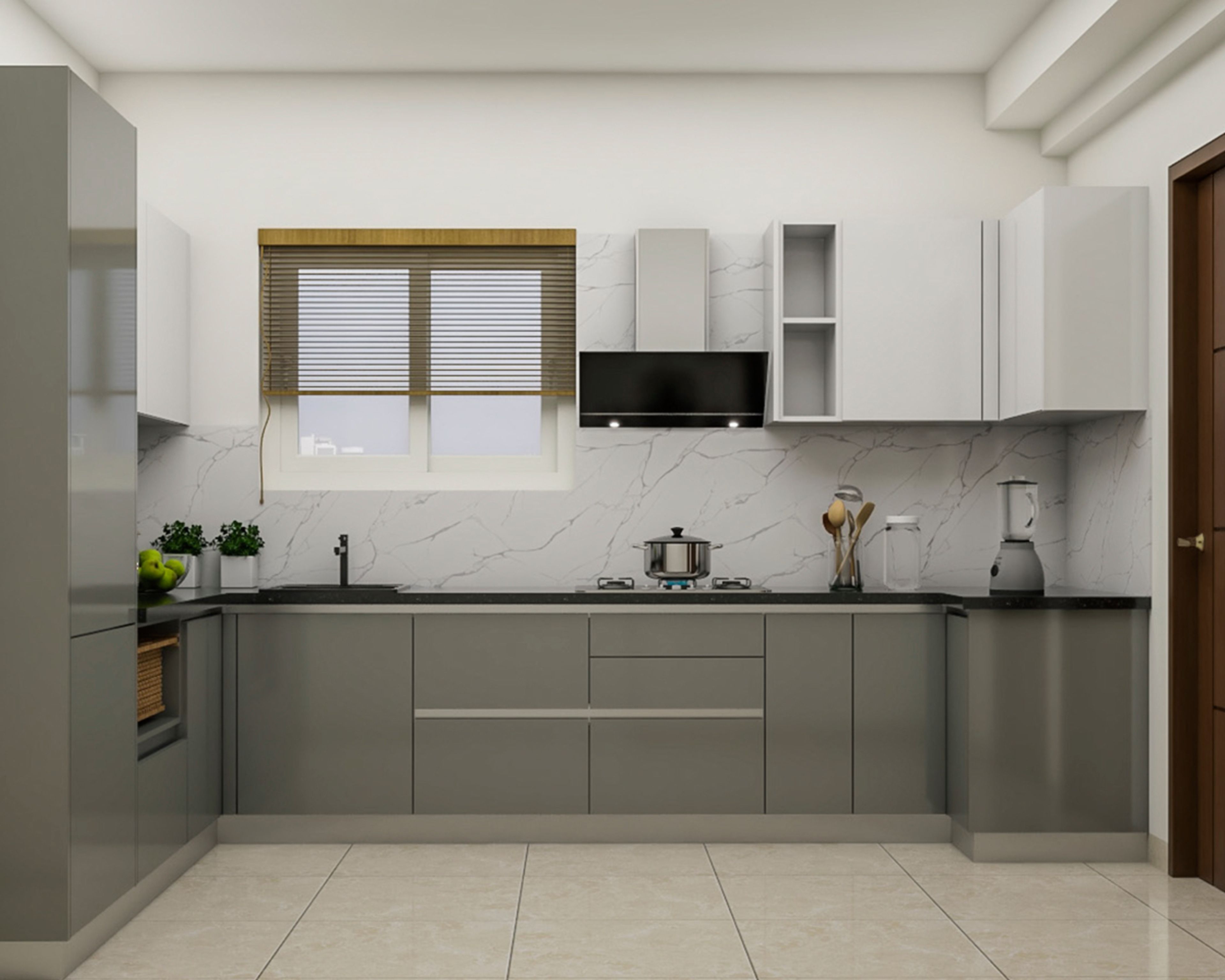 L-Shaped Modern Kitchen - Livspace